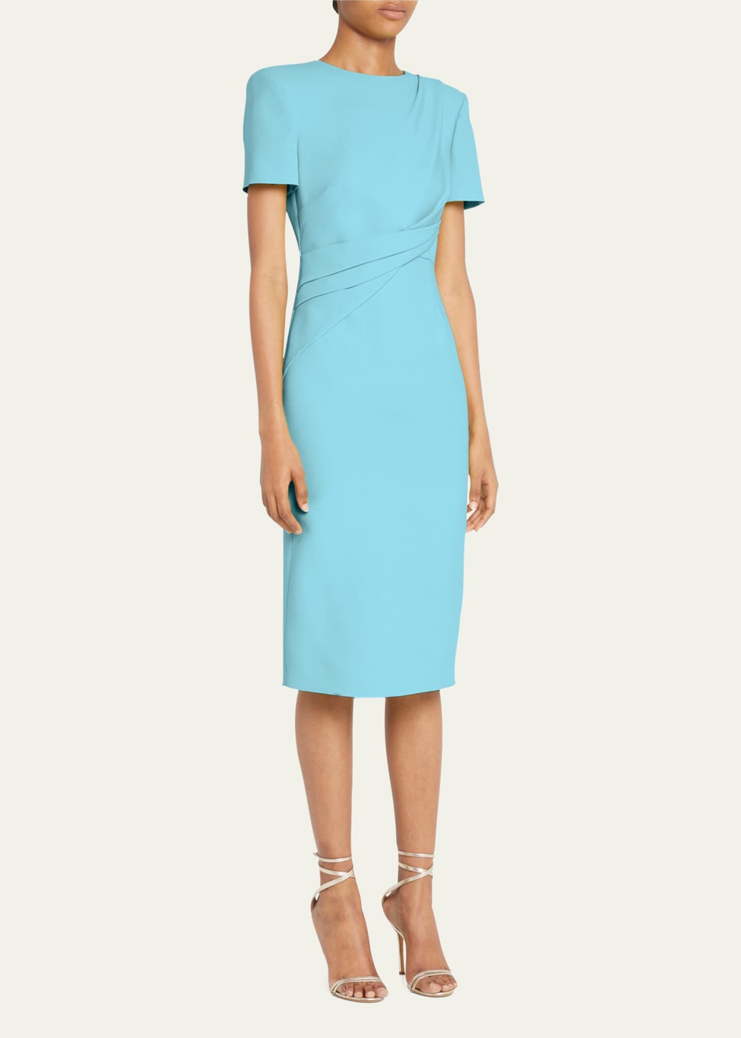 Roland Mouret Silk Midi Dress with Pleated Front - Bergdorf Goodman