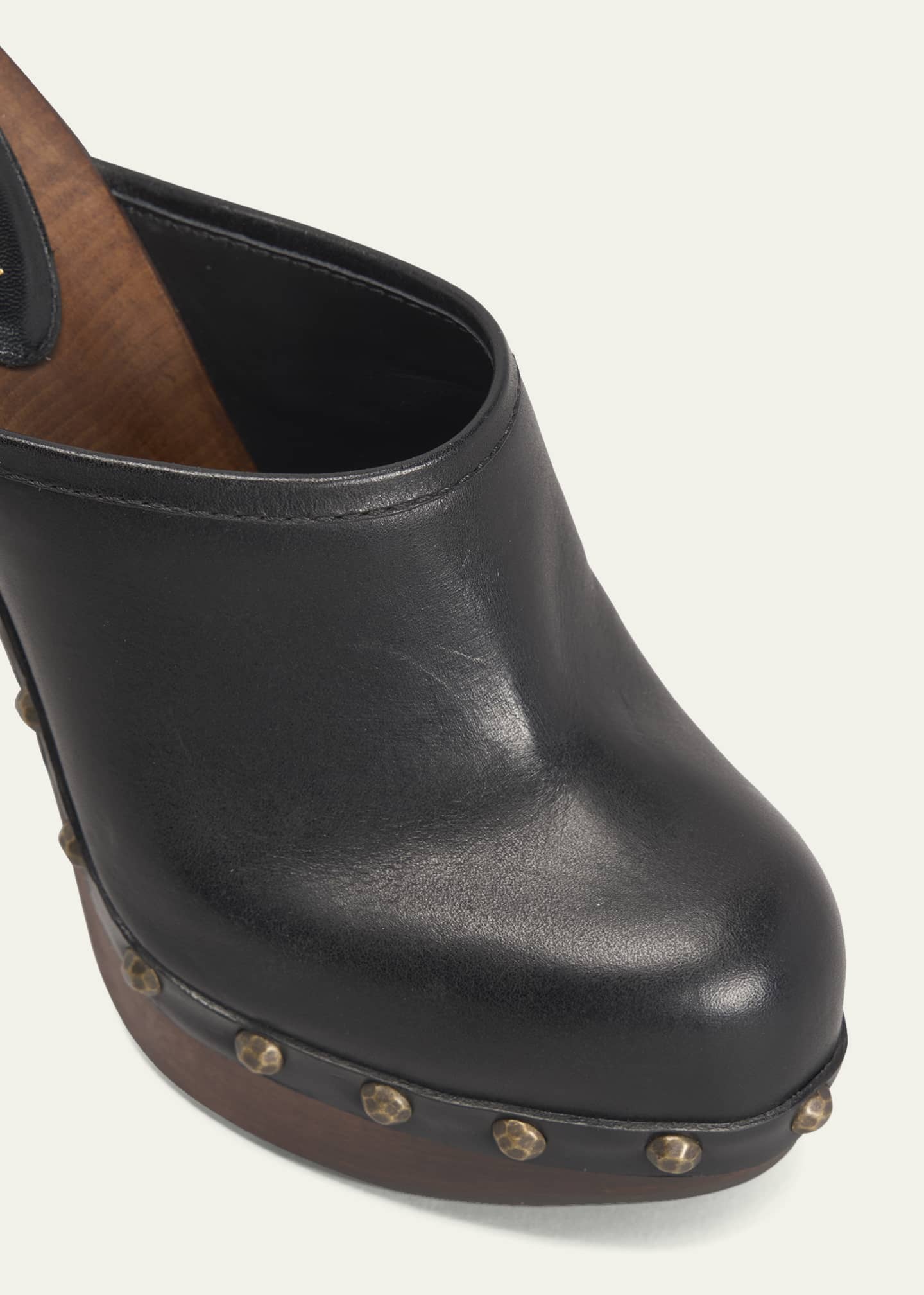  Lotta From Stockholm Swedish Classic Clogs - Black Leather  Clogs for Women I Supportive Wooden Clog with Buckled Strap 2 inch Heel,  3/4 inch Platform -35