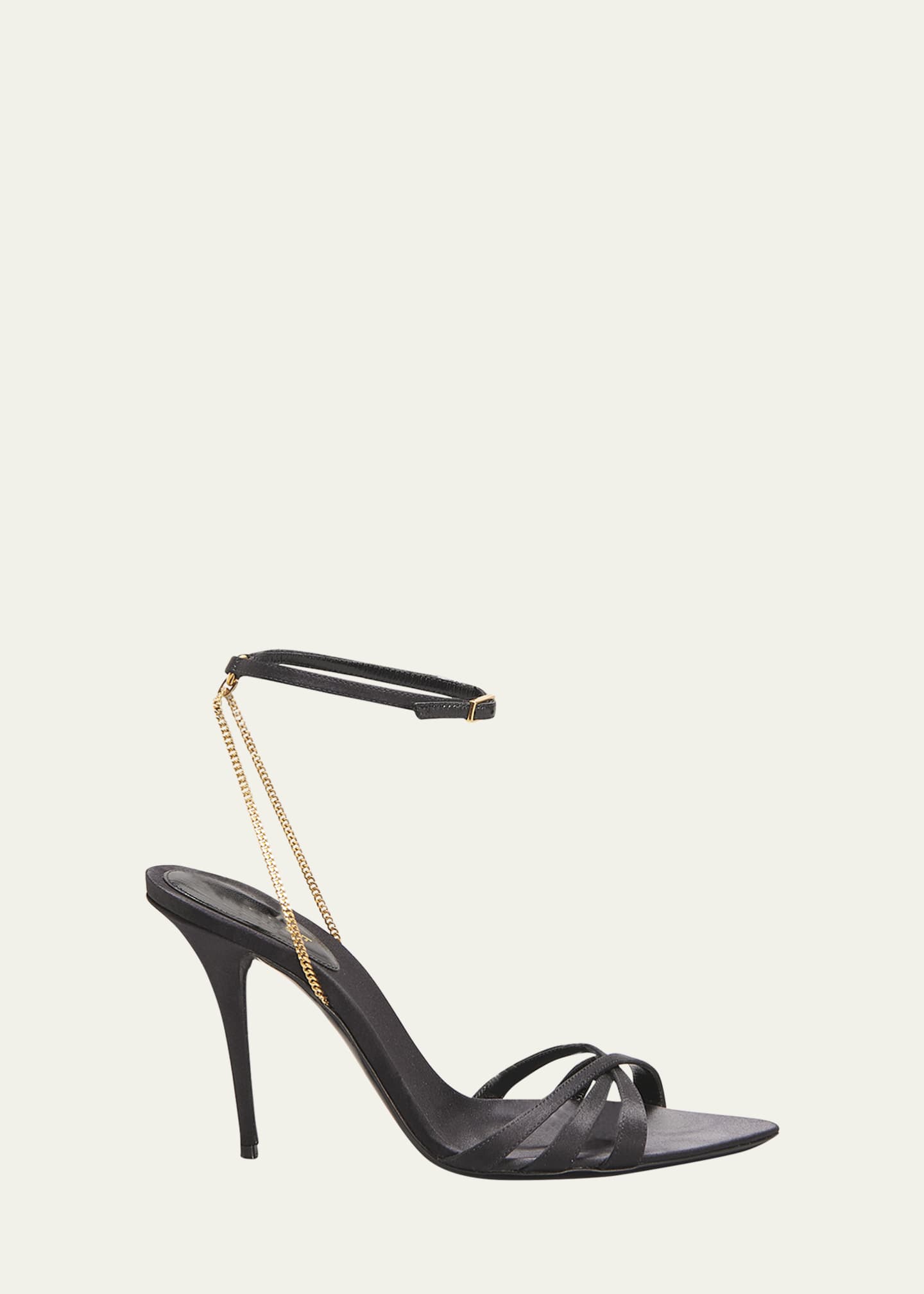 Saint Laurent Gippy Satin Chain Ankle-Strap Sandals - Bergdorf Goodman