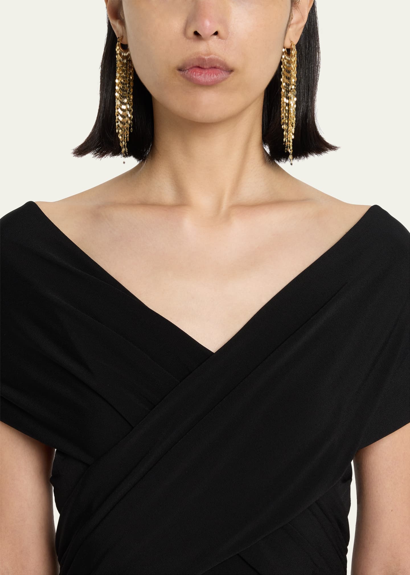 Lana Extra-Long Blake Fringe Huggie Earrings, 4.25"L Image 2 of 4