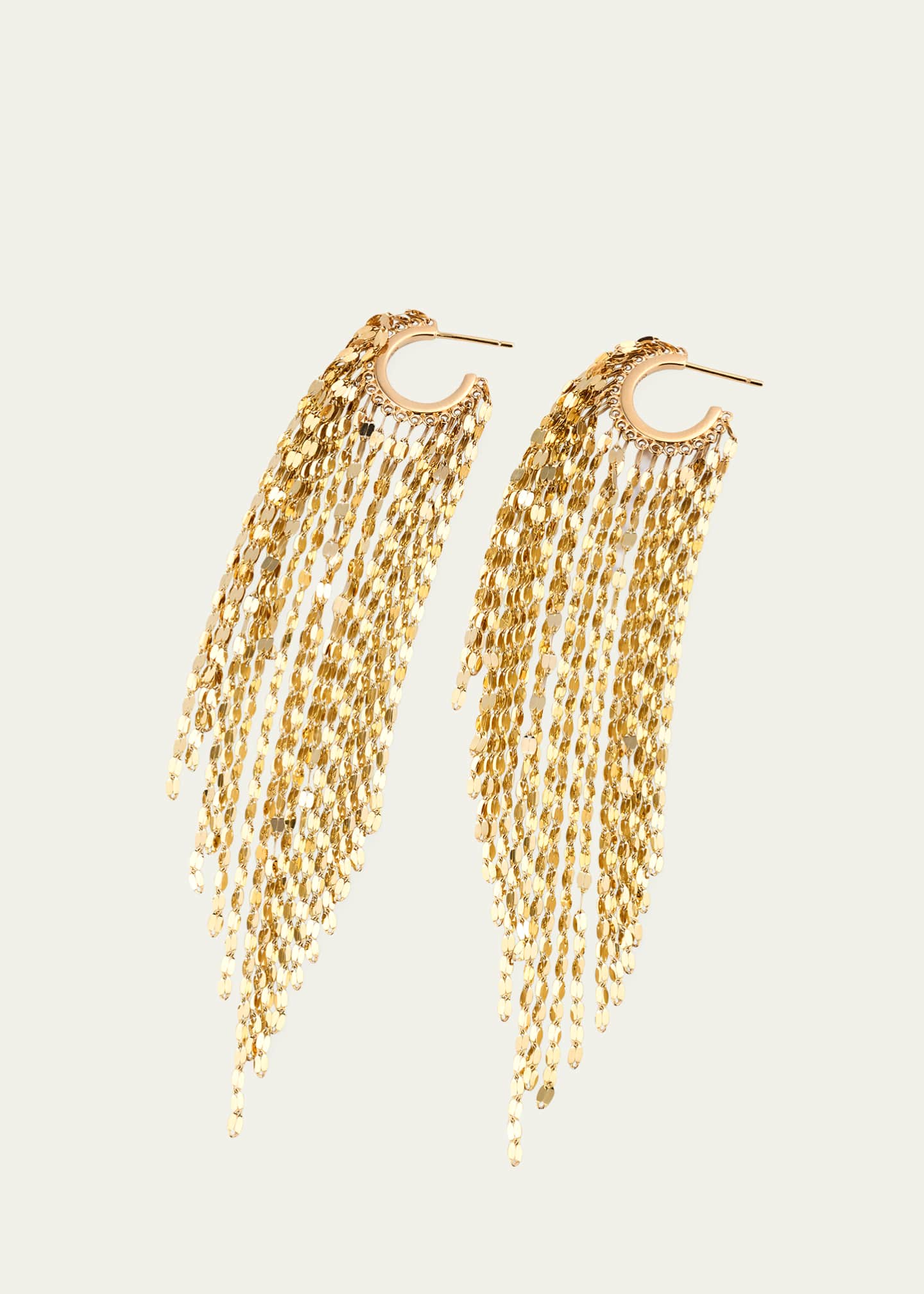 Lana Extra-Long Blake Fringe Huggie Earrings, 4.25"L Image 3 of 4