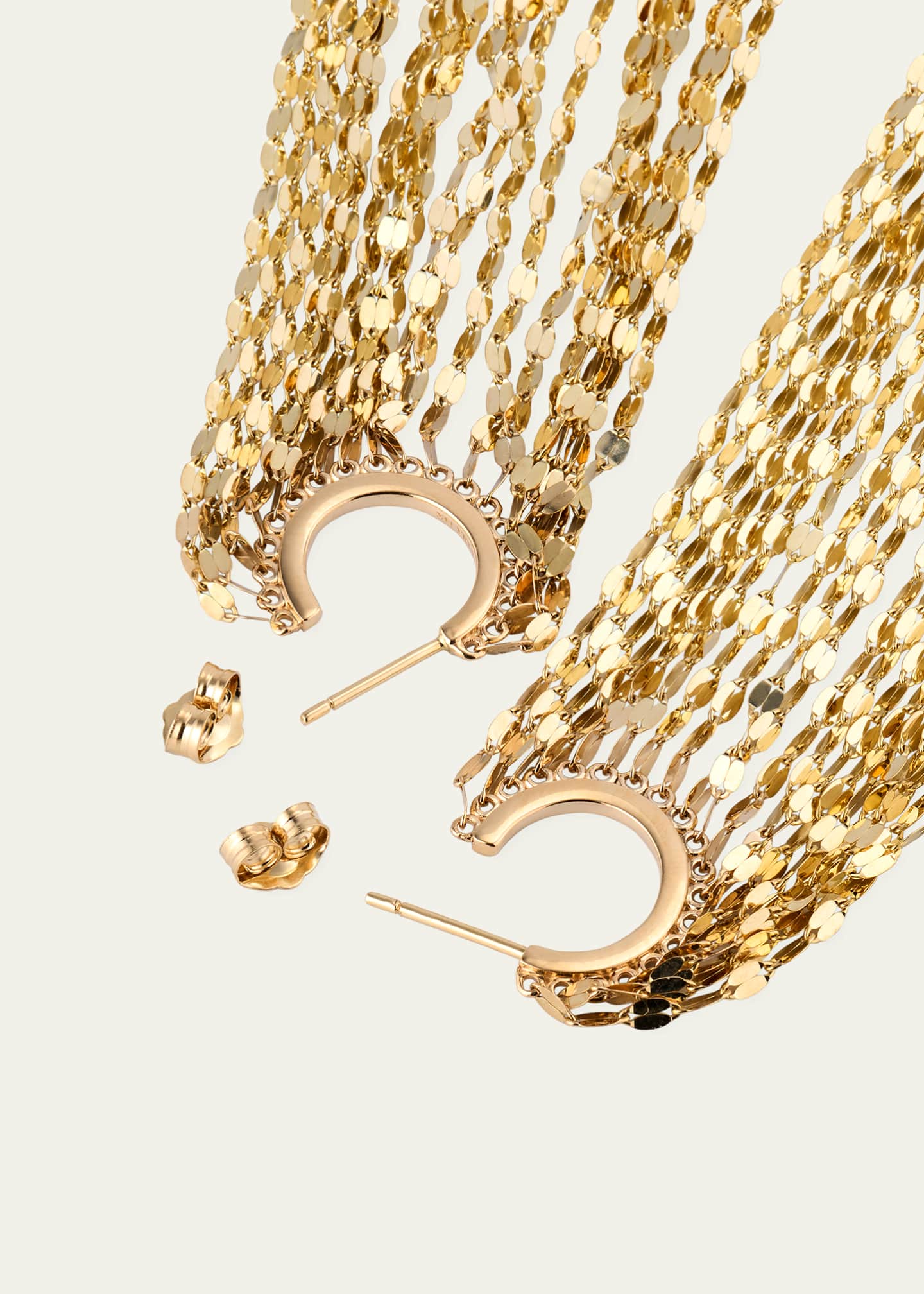 Lana Extra-Long Blake Fringe Huggie Earrings, 4.25"L Image 4 of 4