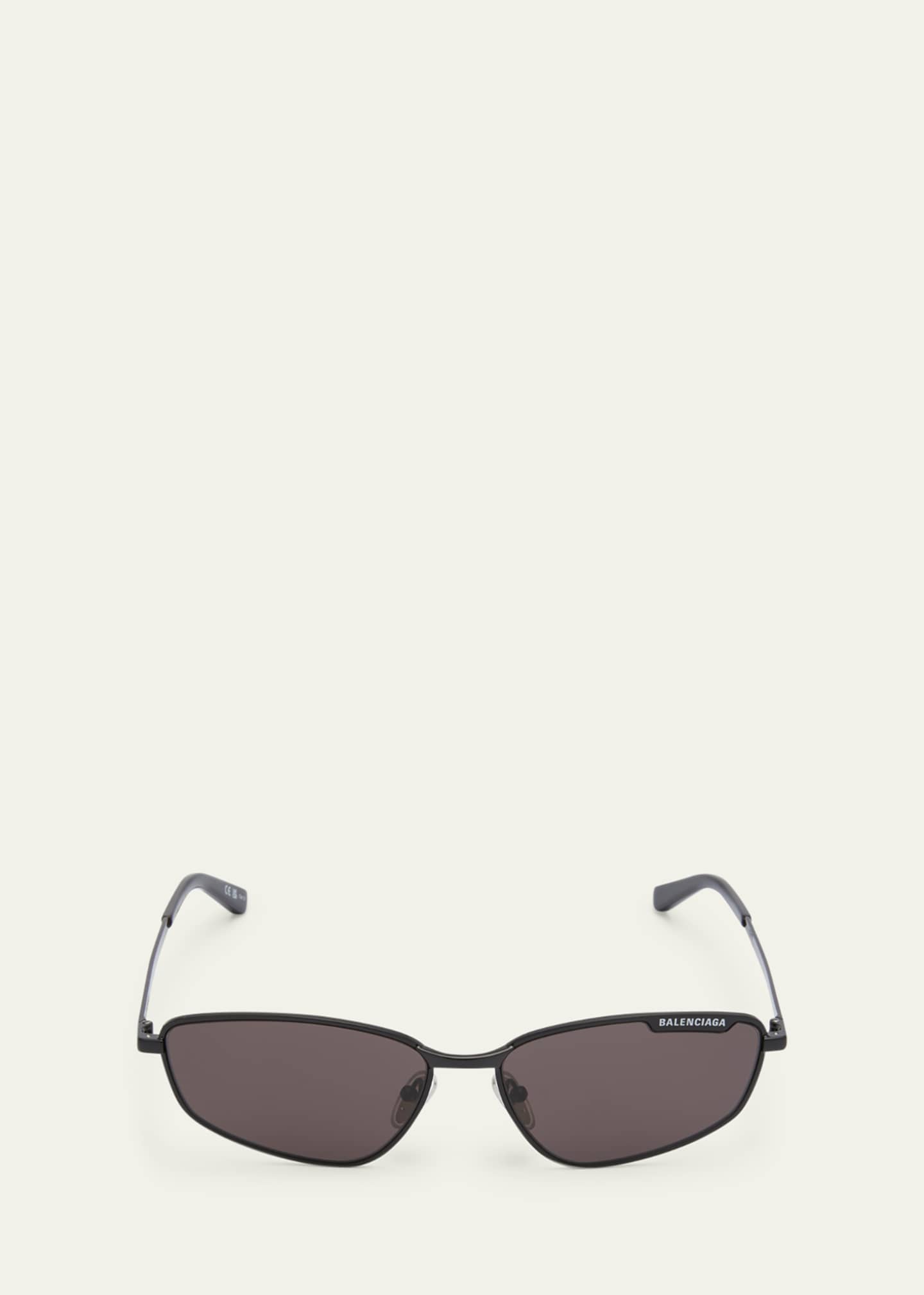 Balenciaga Men's Metal Cat-Eye Sunglasses with Logo