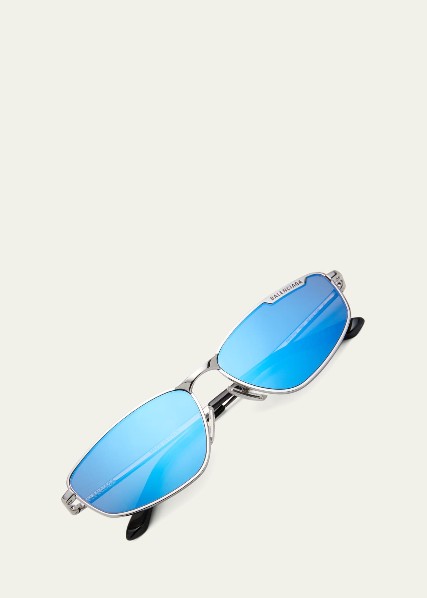 Balenciaga Eyewear, Stretch Mirrored Aviator Metal Sunglasses, Mens, Blue