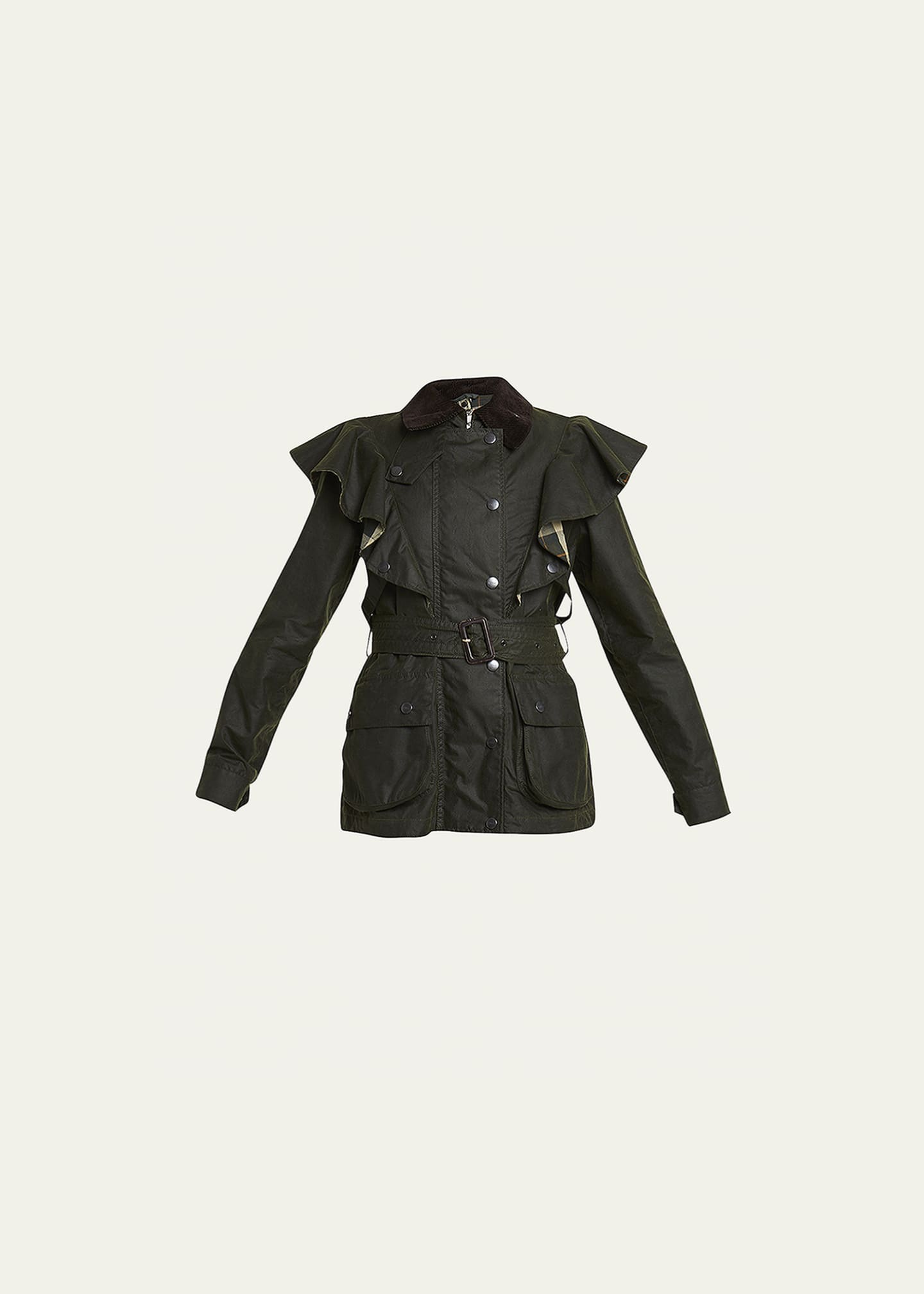 Chloe Wax Cotton Canvas Jacket With Shoulder Ruffles Bergdorf Goodman