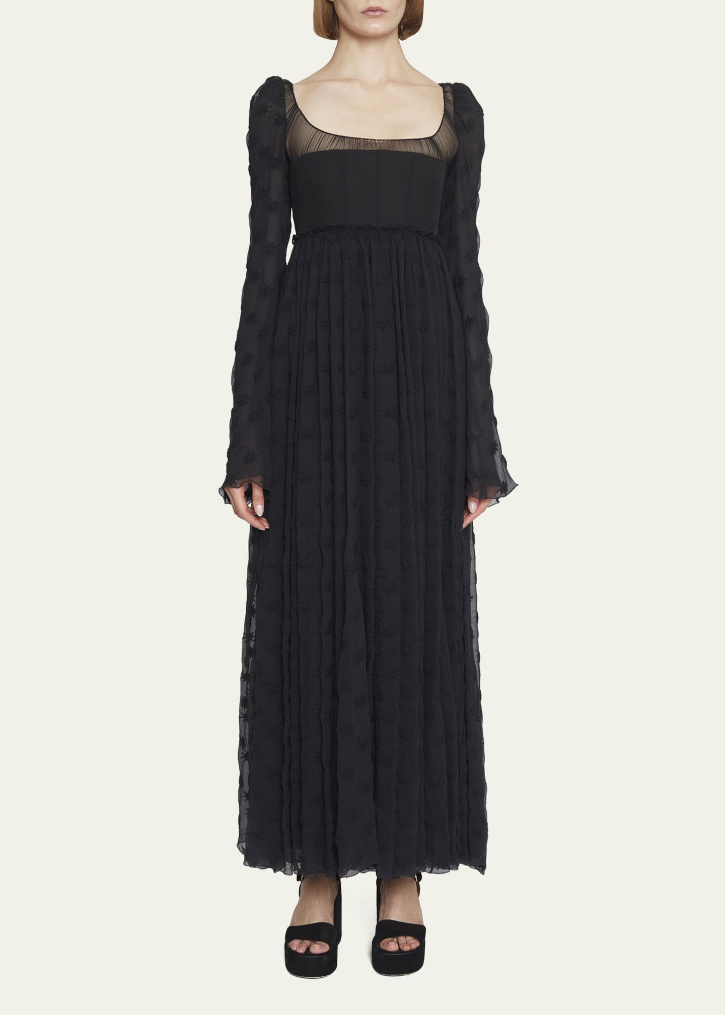 Chloe Semi-Sheer Maxi Dress with Embroidered Star Details - Bergdorf ...
