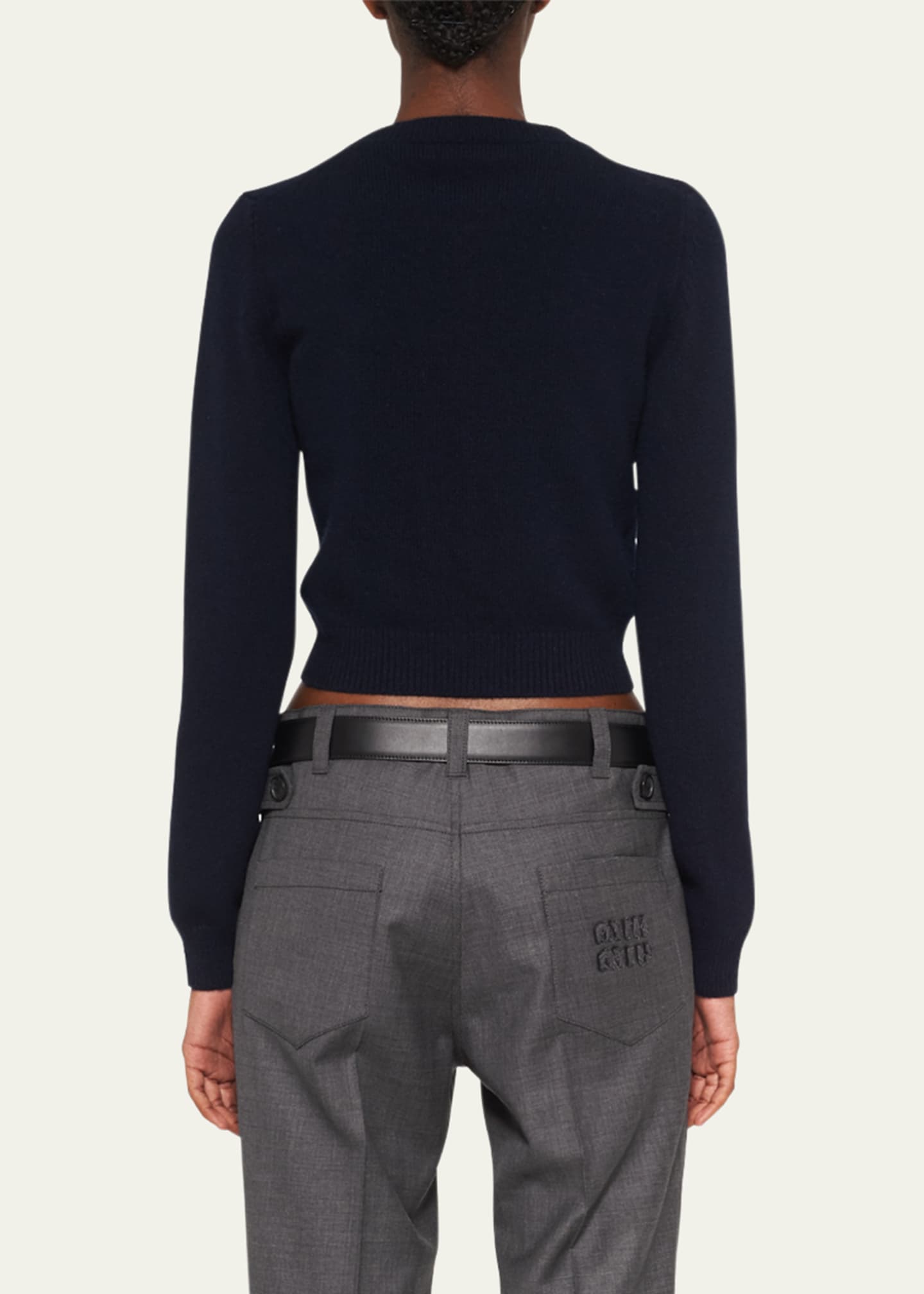 Miu Miu Logo-Embellished Crop Cashmere Sweater