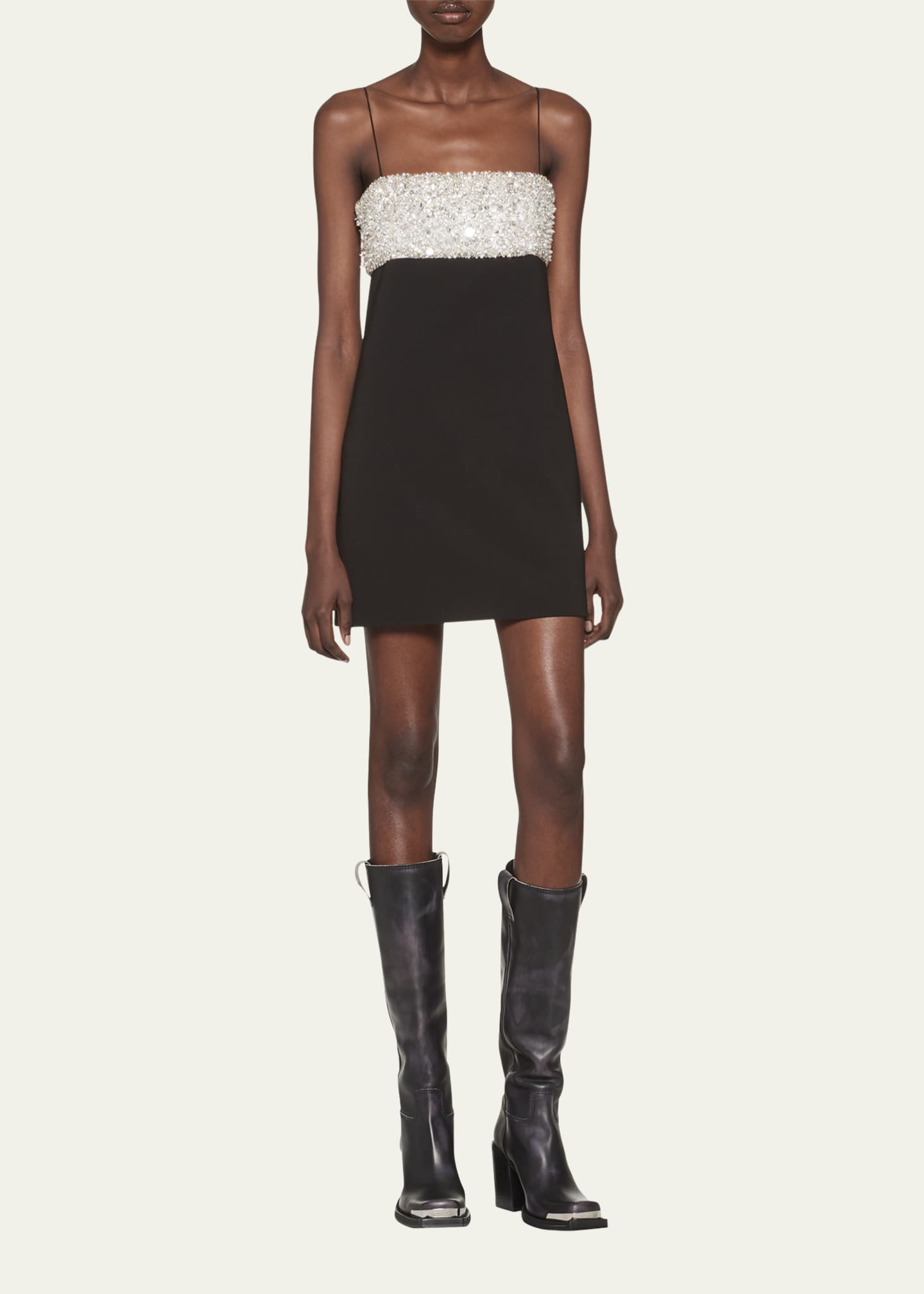 Miu Miu Embellished Cady Mini Dress Bergdorf Goodman