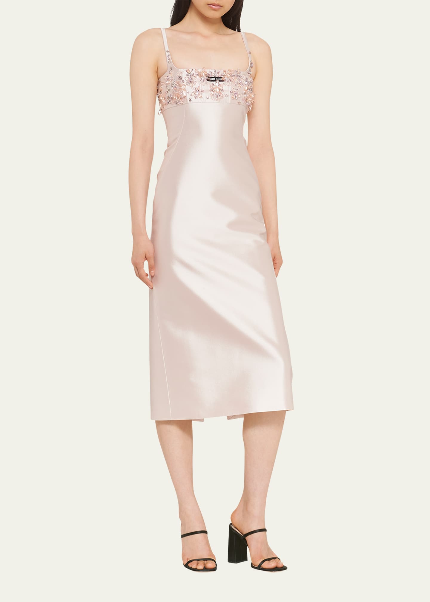 Miu Miu BeadEmbellished Midi Dress Bergdorf Goodman