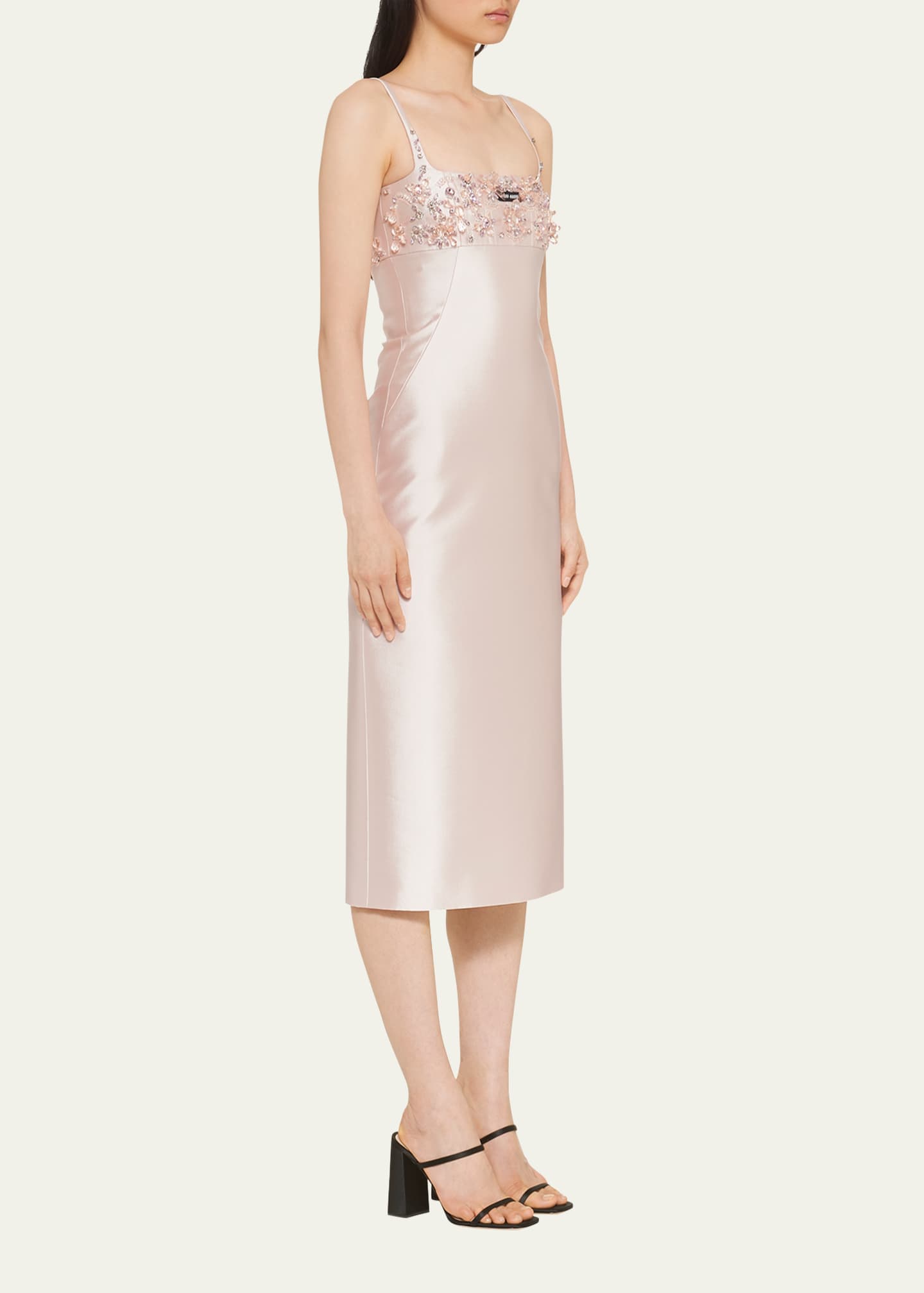 Miu Miu Sleeveless V-Neck Fit-&-Flare Dress w/ Bows - Bergdorf Goodman