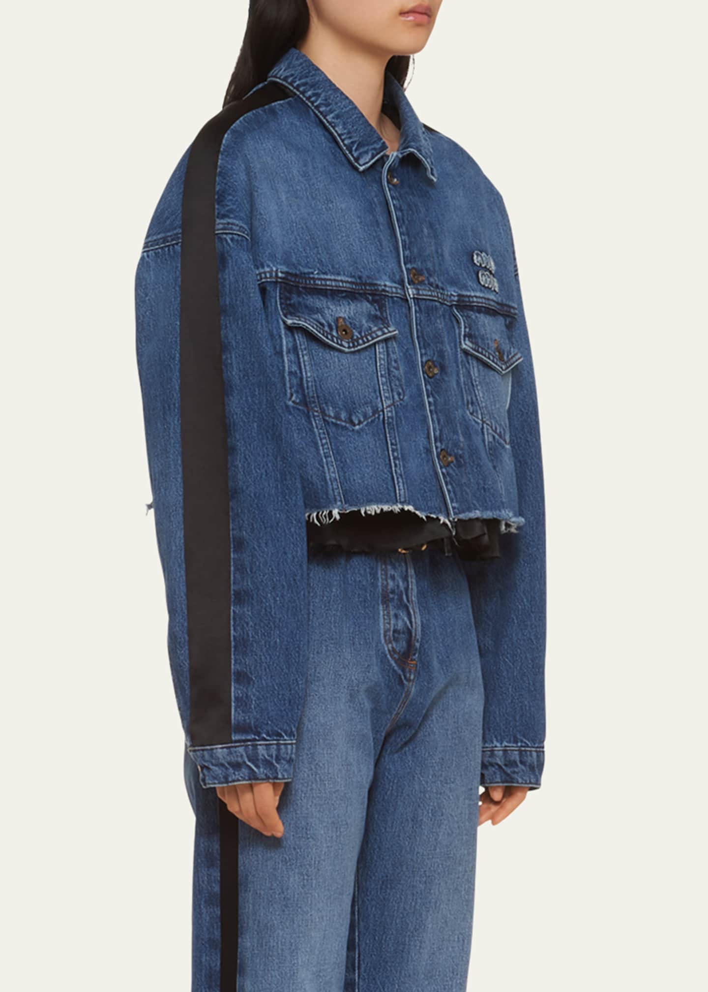 Miu Miu Raw Cut Denim Jacket Bergdorf Goodman