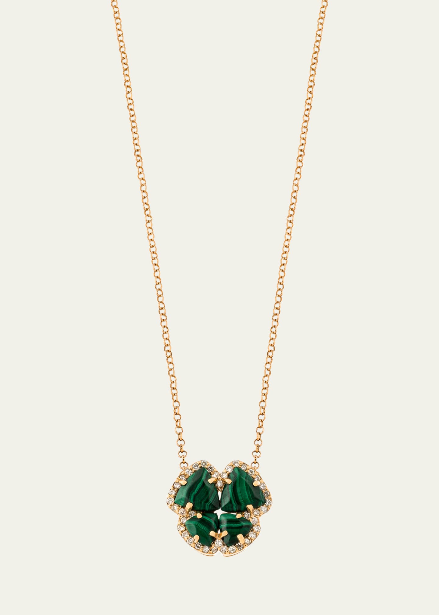 Daniella Kronfle Rose Gold Petit Butterfly Necklace With Malachite And Diamonds