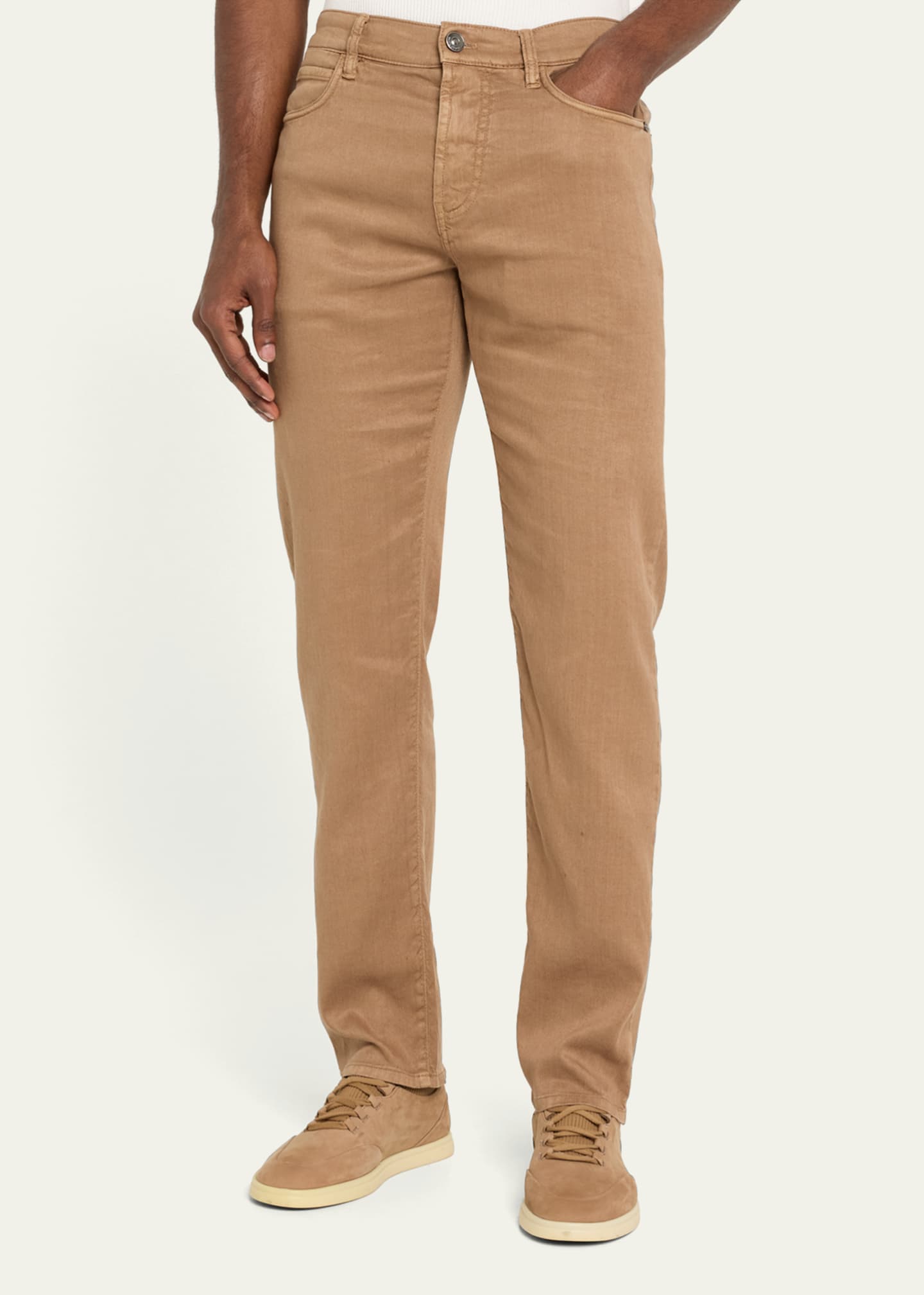 Loro Piana Men's Quarona Linen-Cotton 5-Pocket Pants Image 4 of 5