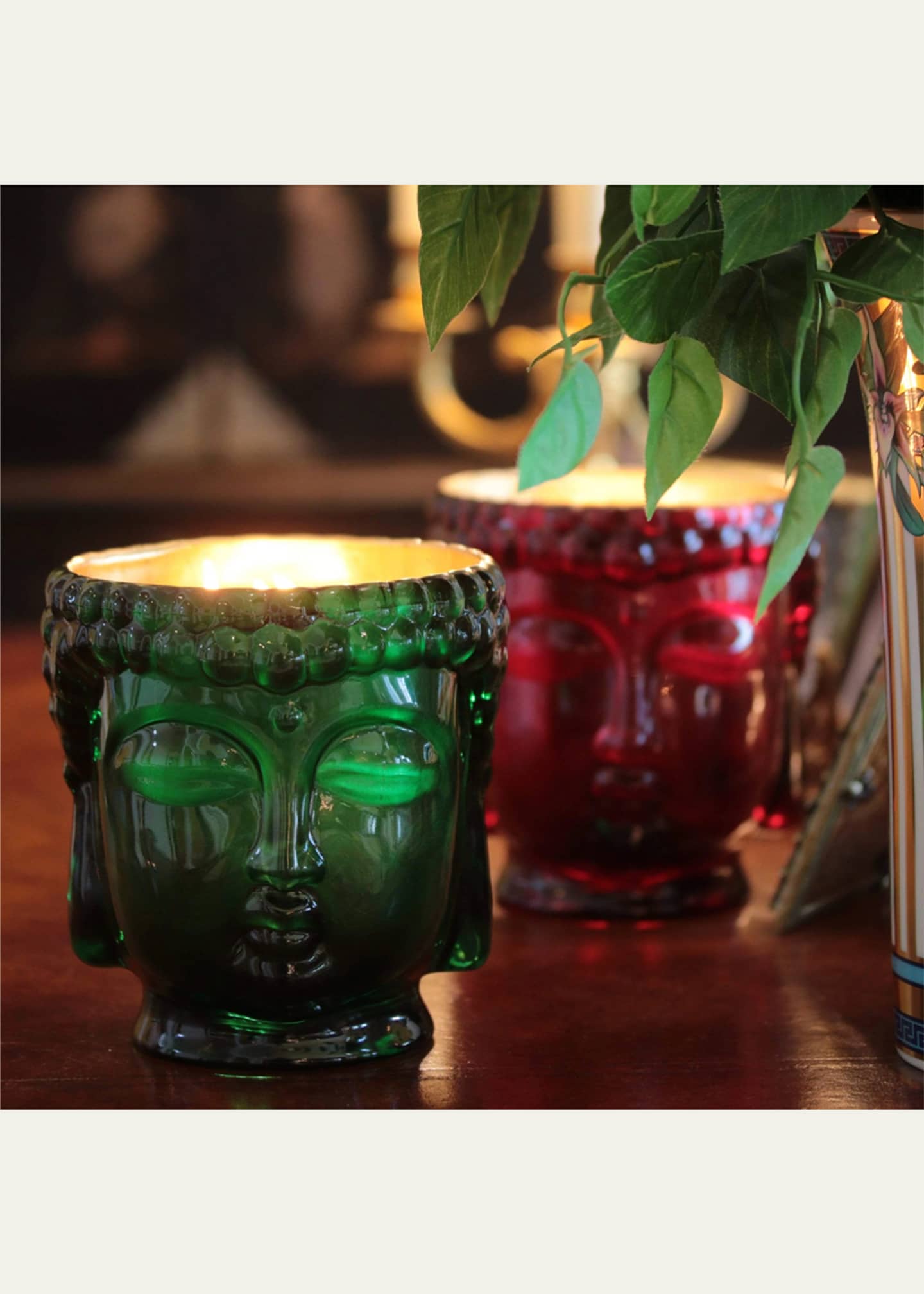 Thompson Ferrier Ruby Red Glass Buddha Candle