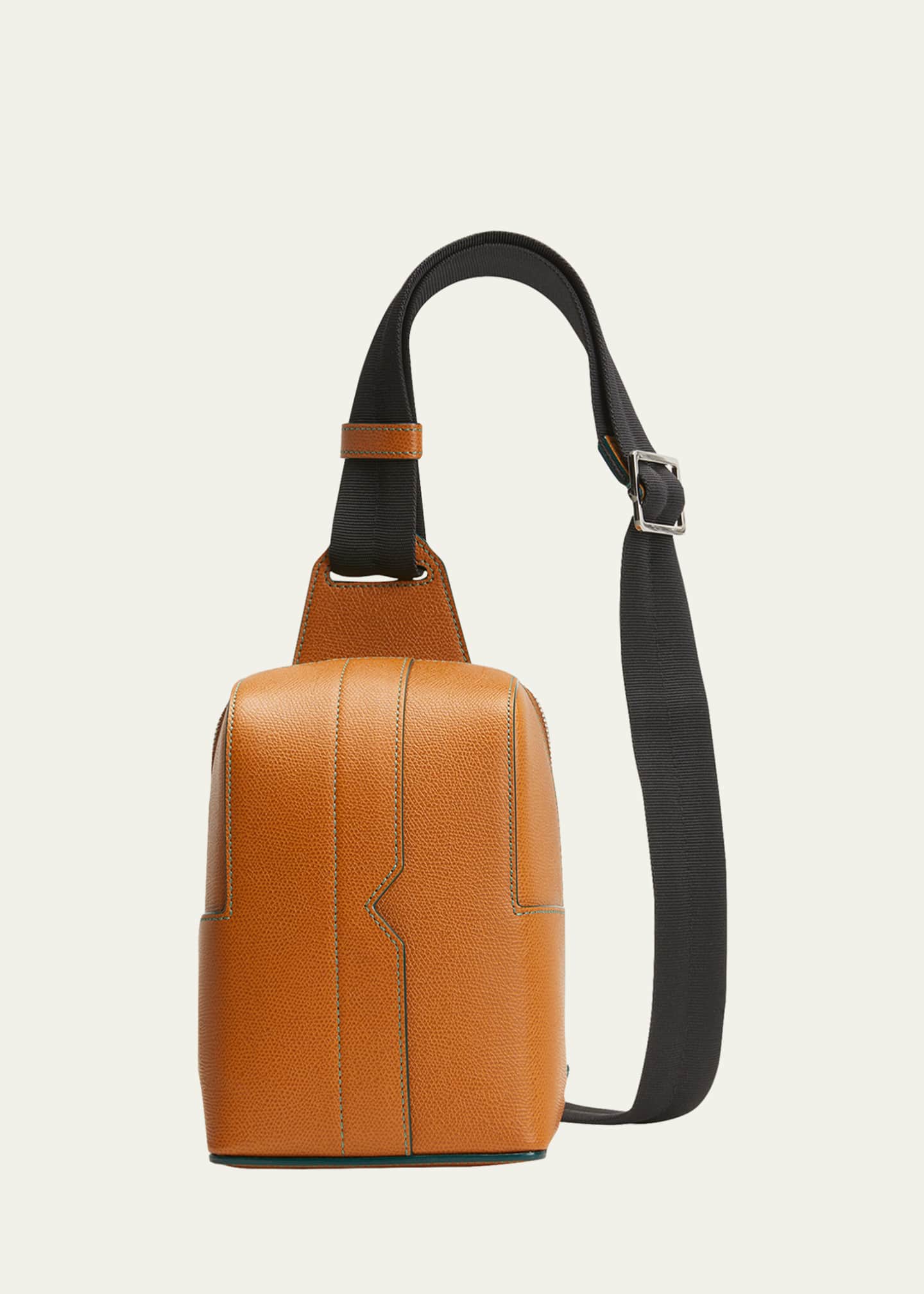 Leather one cheap strap backpack