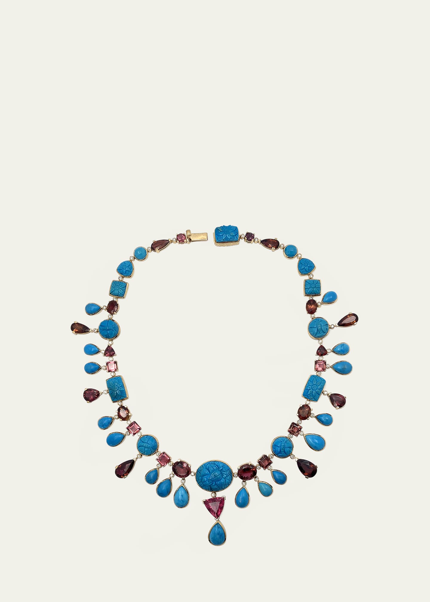Stephen Dweck Hand Carved and Sleeping Beauty Turquoise Necklace in 18K Gold Image 2 of 3