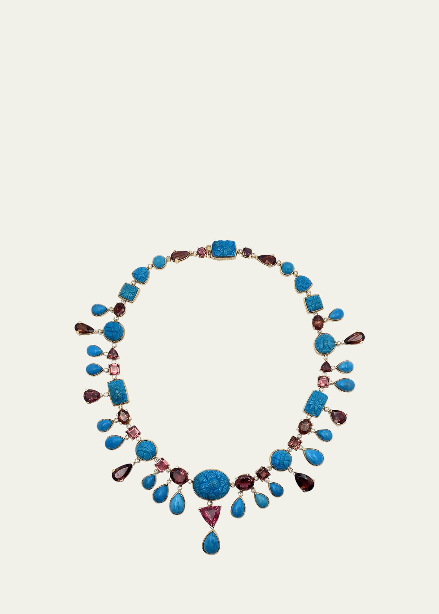 Stephen Dweck Hand Carved and Sleeping Beauty Turquoise Necklace in 18K Gold Image 1 of 3