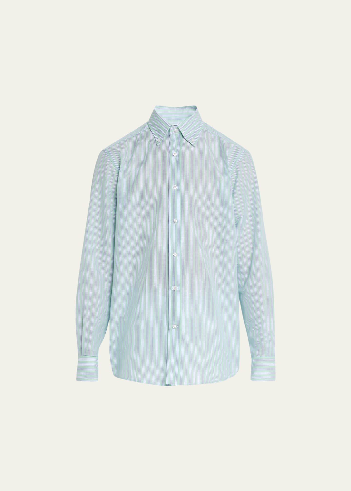 Camiceria Landini Men's Cotton-Linen Stripe Sport Shirt - Bergdorf Goodman