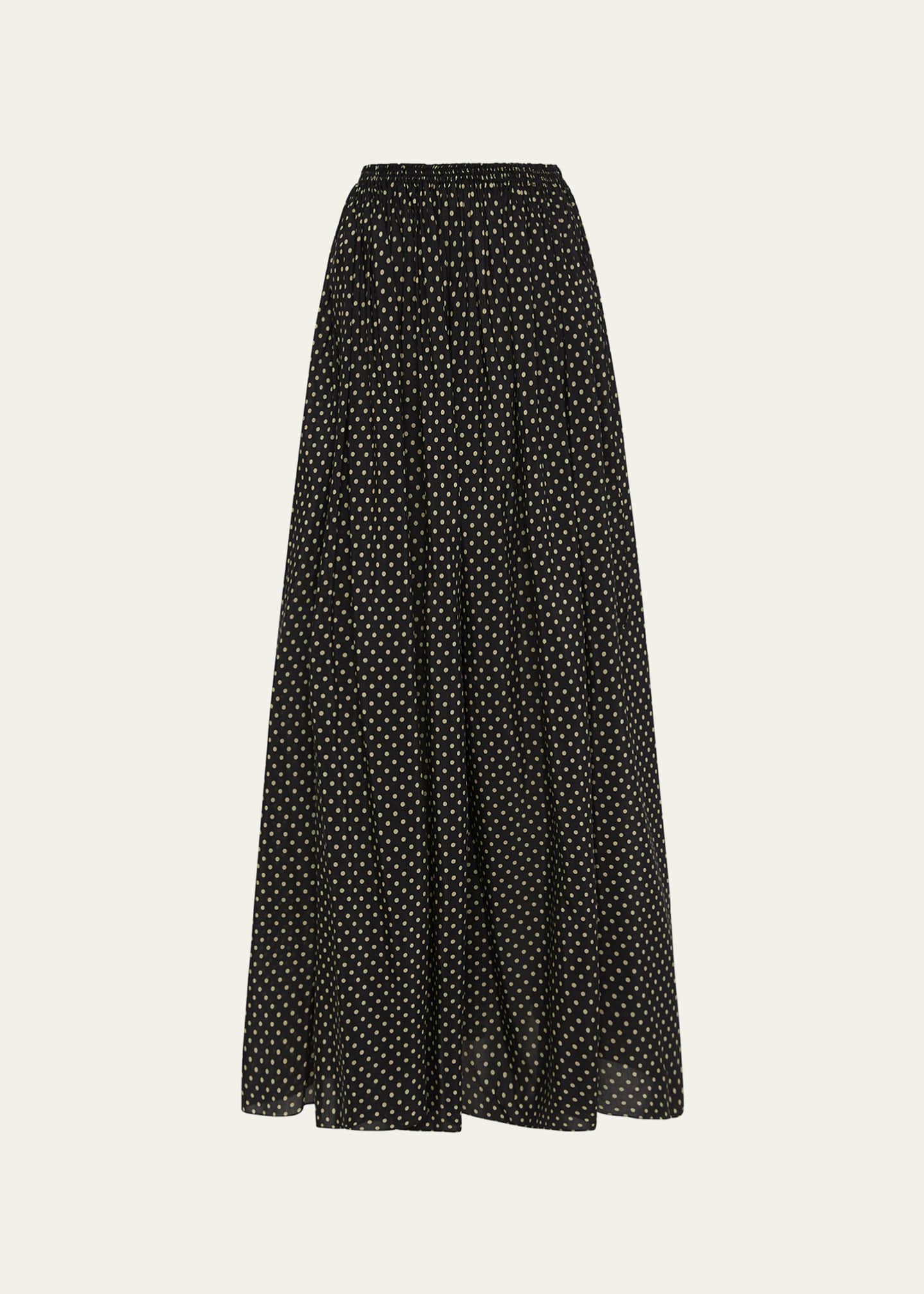 White polka dot maxi shop skirt