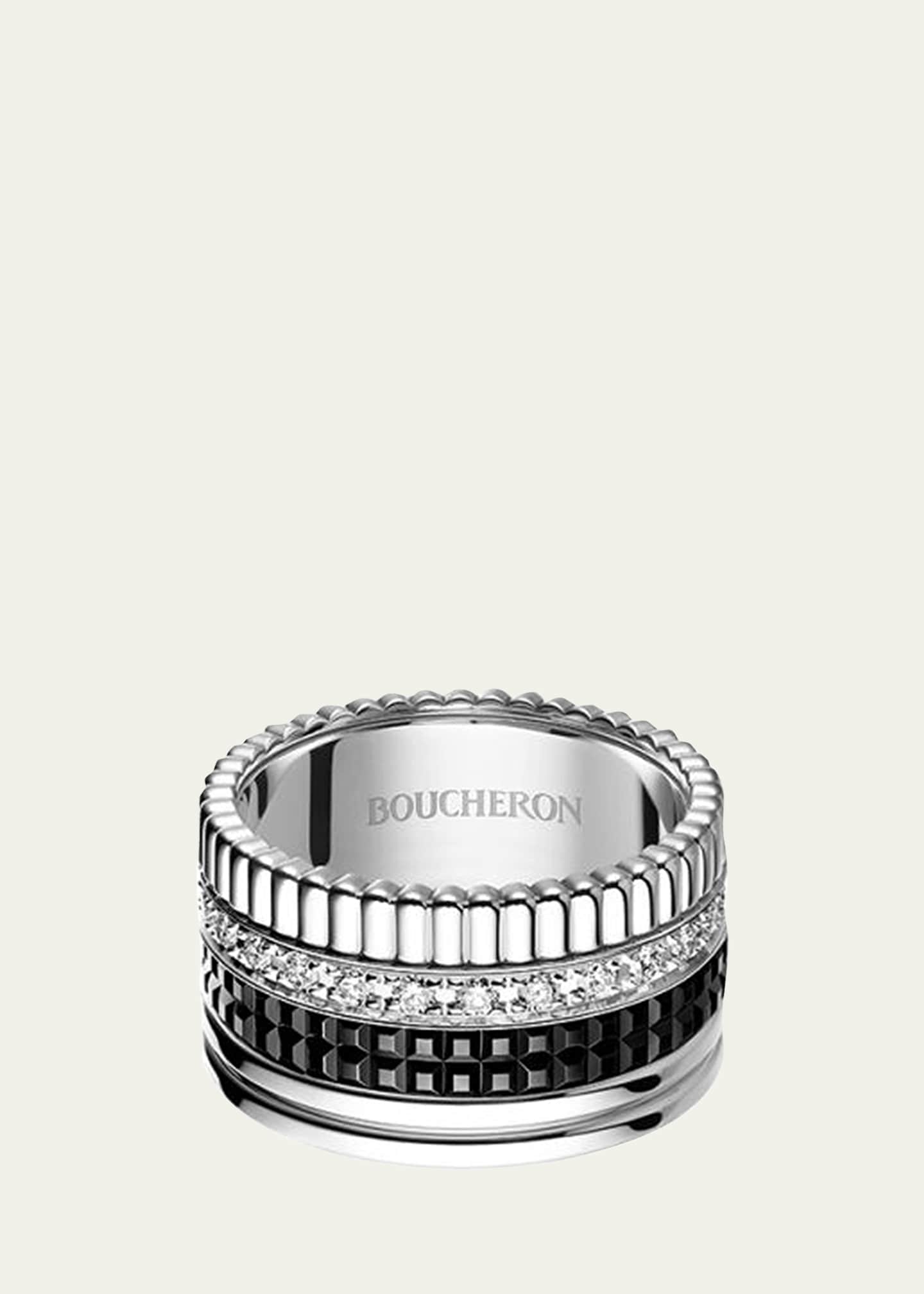 Boucheron Quatre Black Edition Large Ring with White Gold PVD and