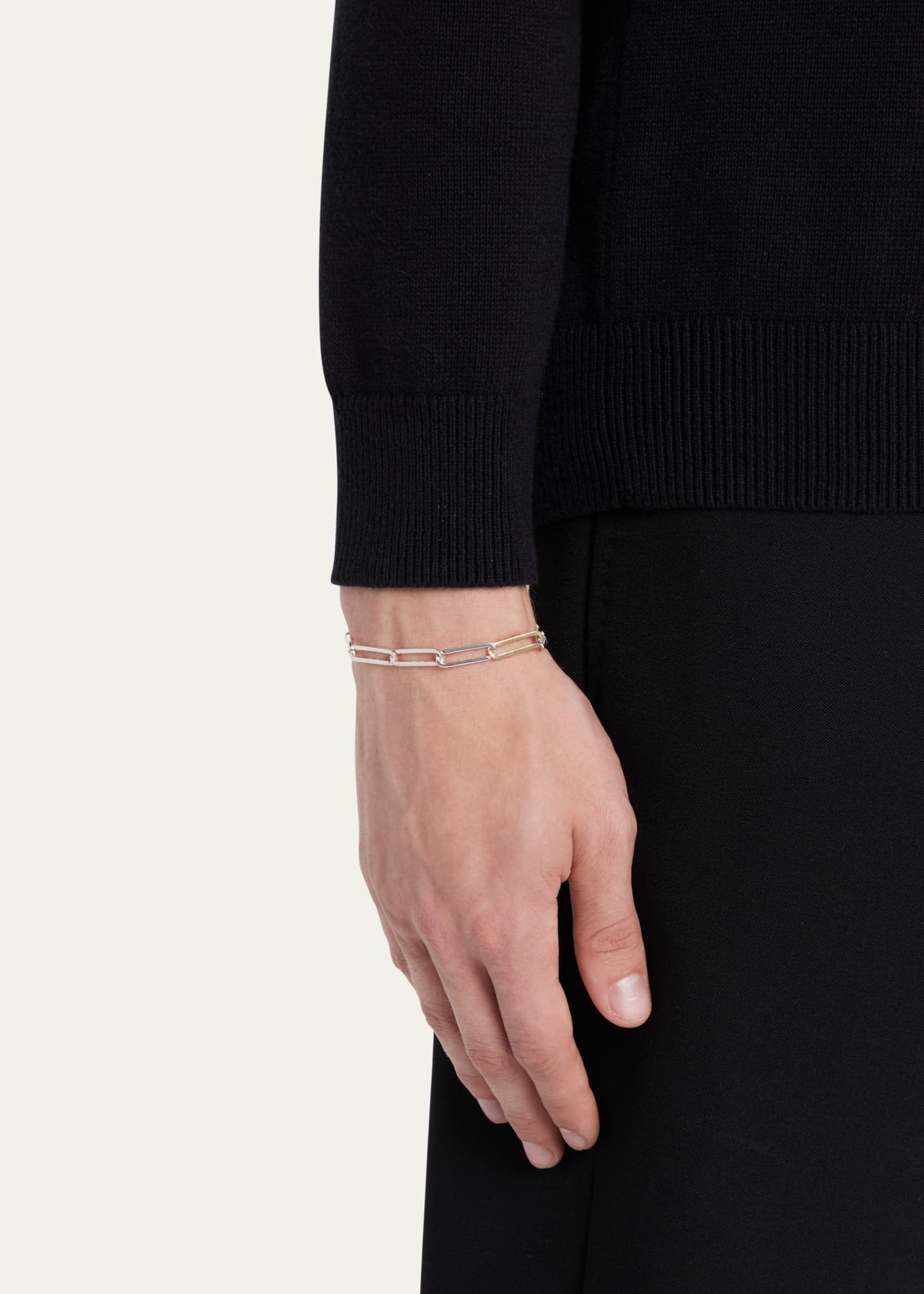 KINRADEN Men's Sterling Silver Inhaling Him Chain Bracelet, L Image 2 of 4