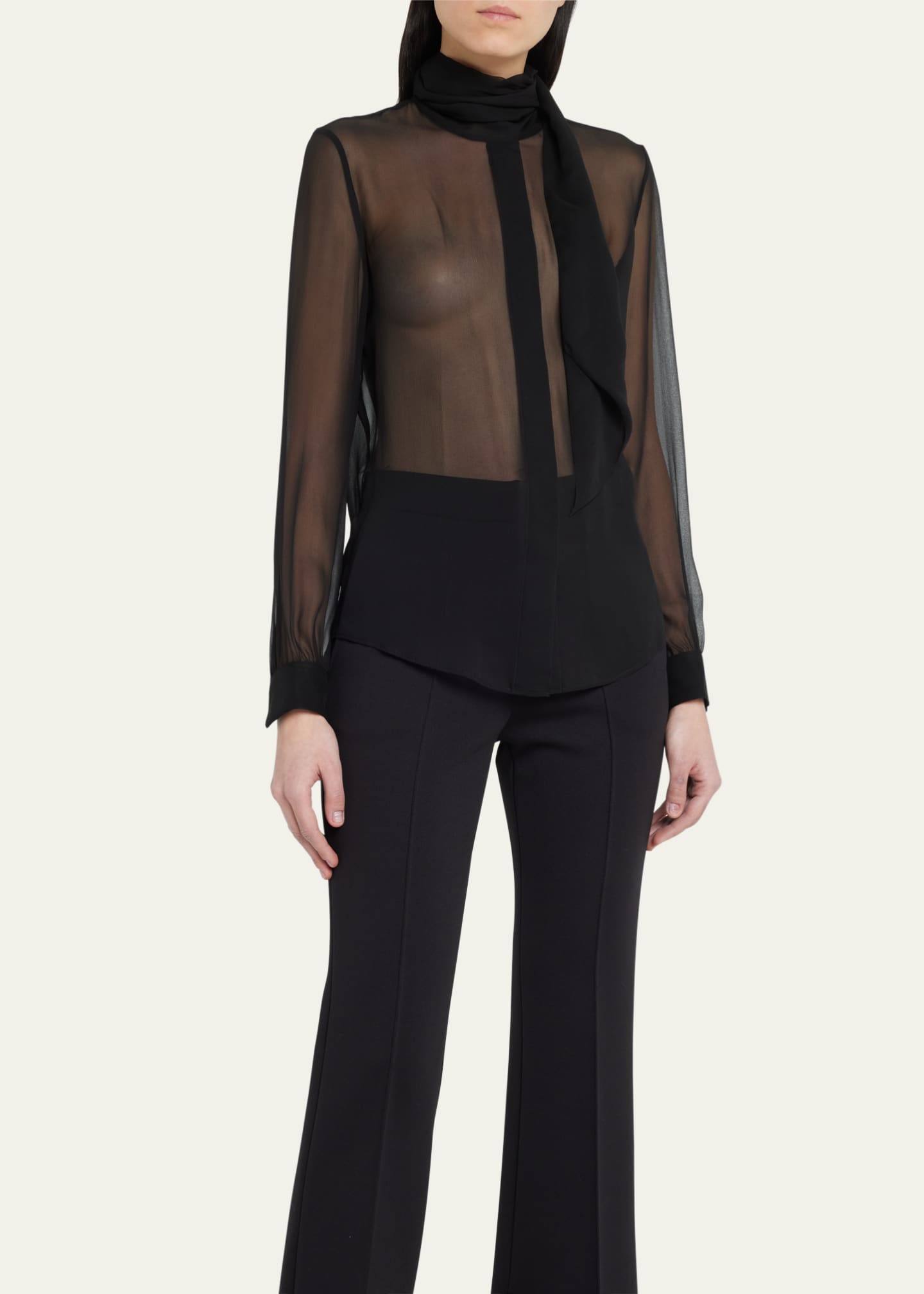 Sheer tie neck blouse on sale