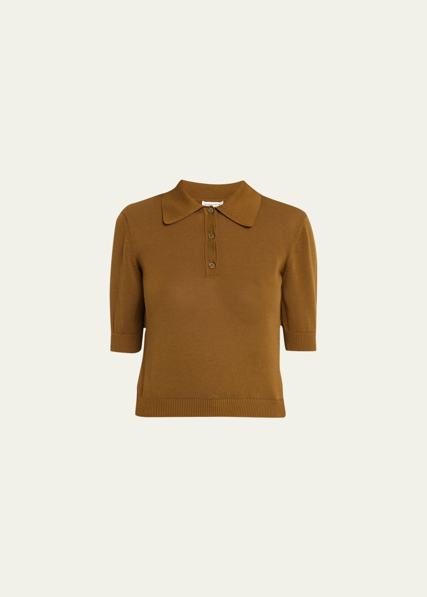 Saint Laurent Knit Button-Front Polo Top - Bergdorf Goodman