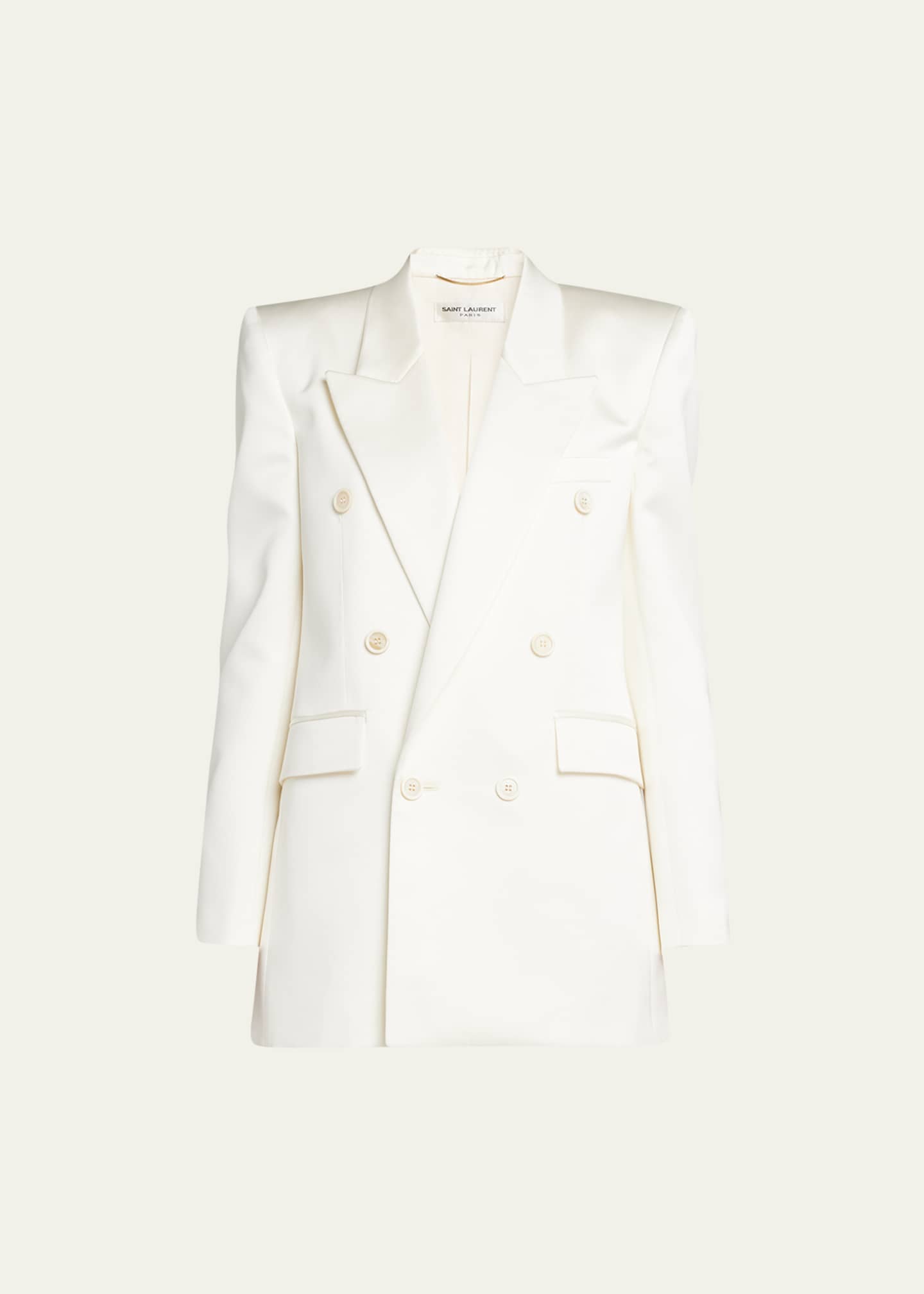 Saint Laurent Silk Tuxedo Jacket with Padded Shoulders Bergdorf Goodman