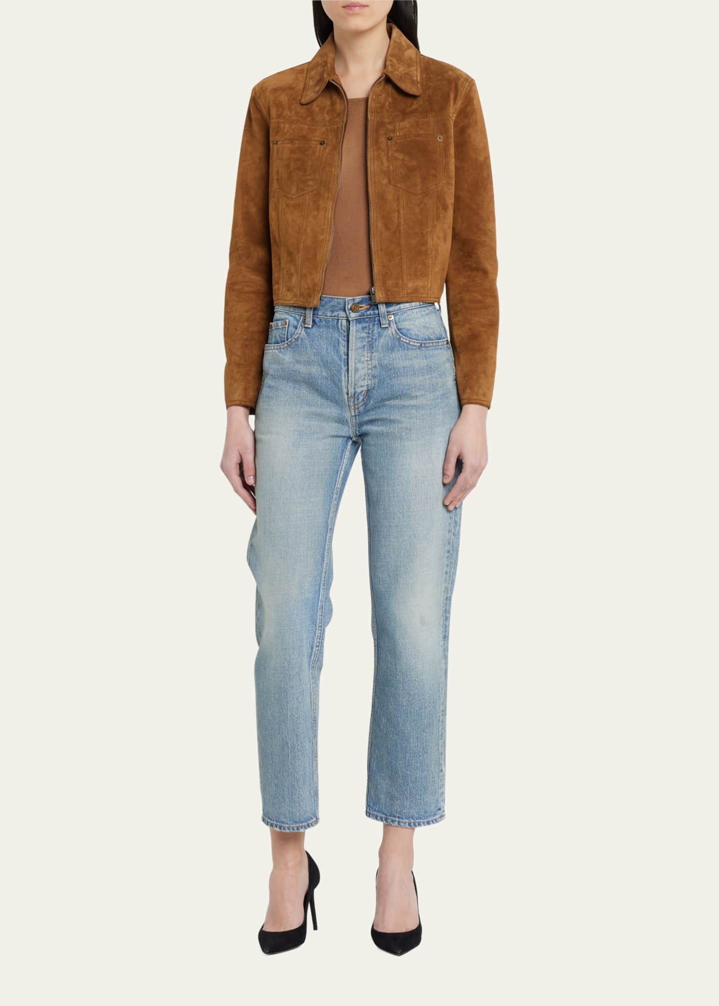 Saint laurent suede jacket top