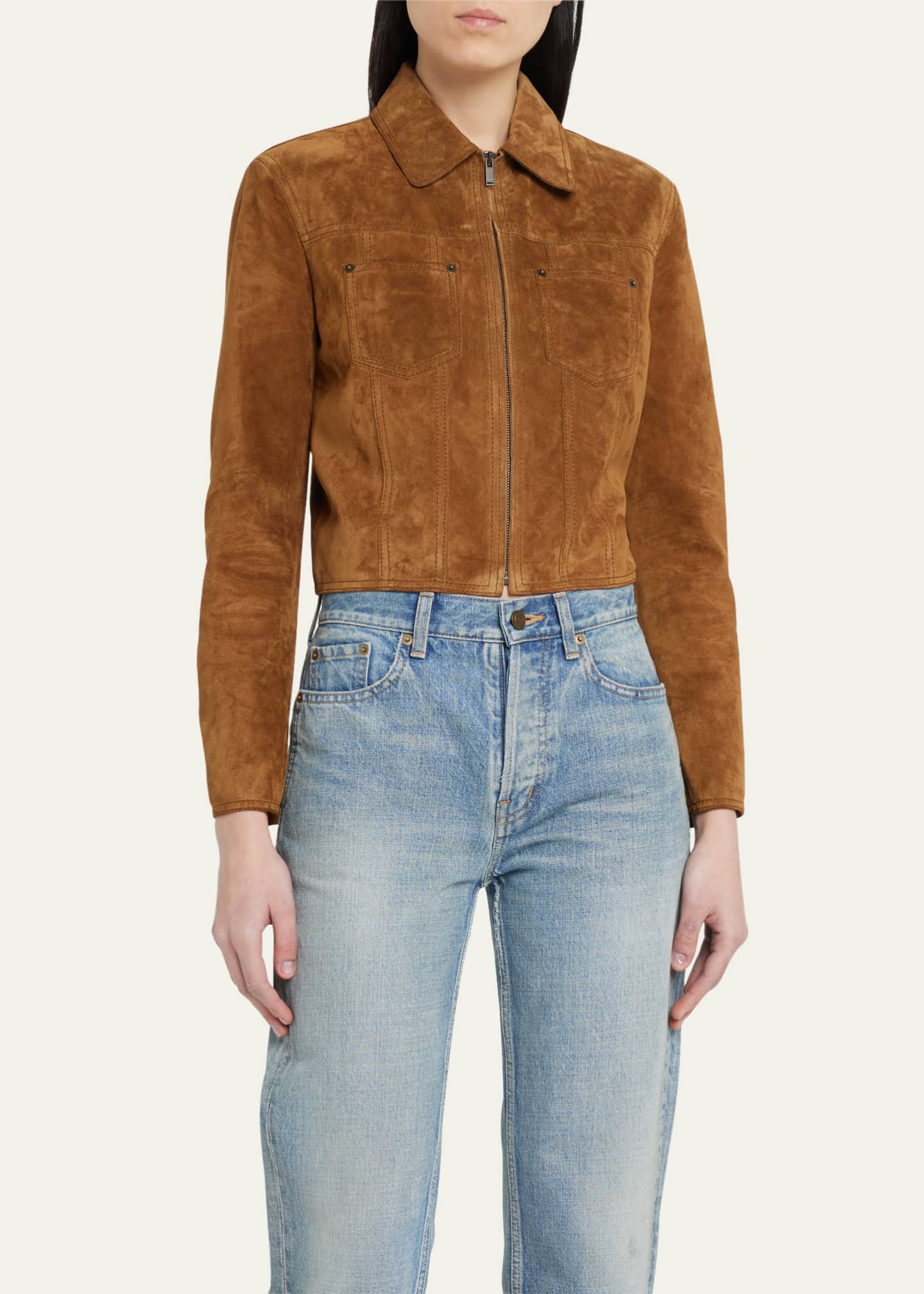 Saint laurent top suede trucker jacket