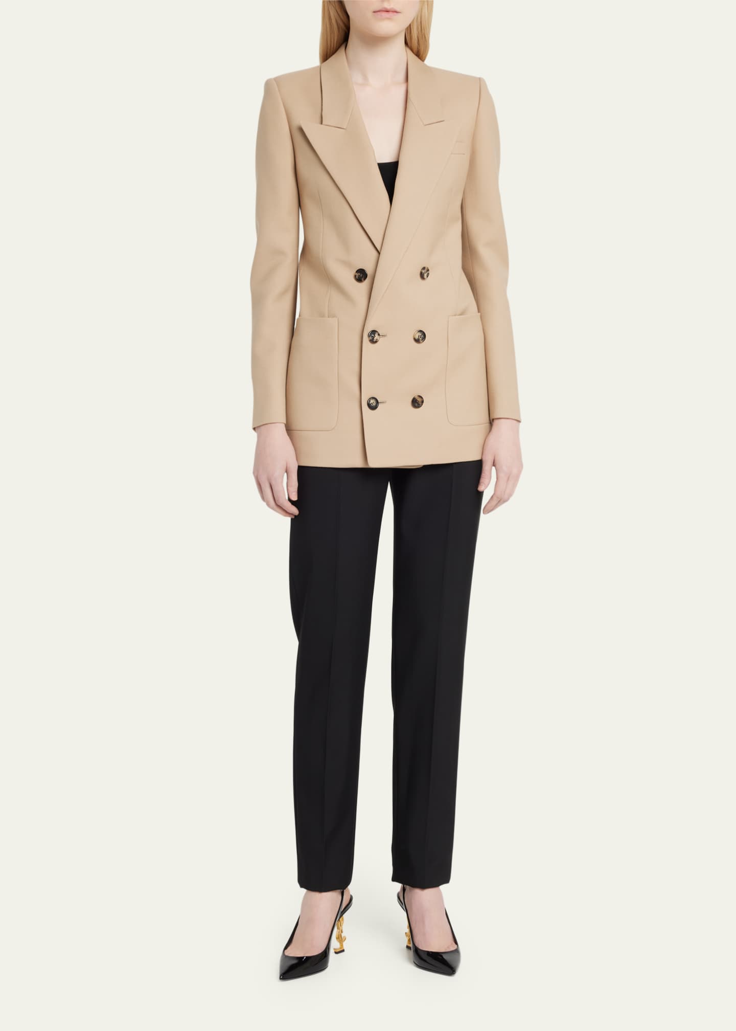 Saint Laurent Wool Button-Front Blazer Jacket Image 2 of 5