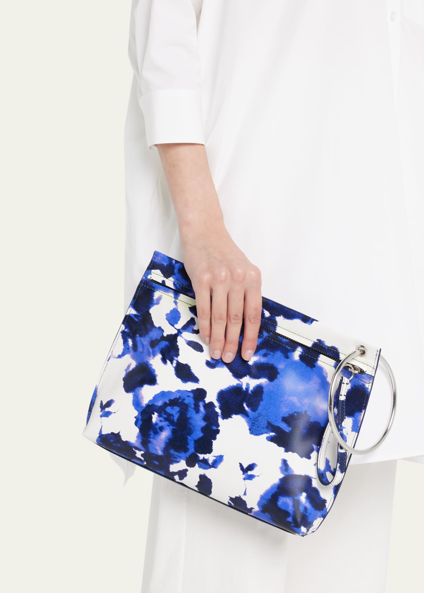 Dries Van Noten Crisp Metal Ring Printed Leather Clutch Bag Image 2 of 5
