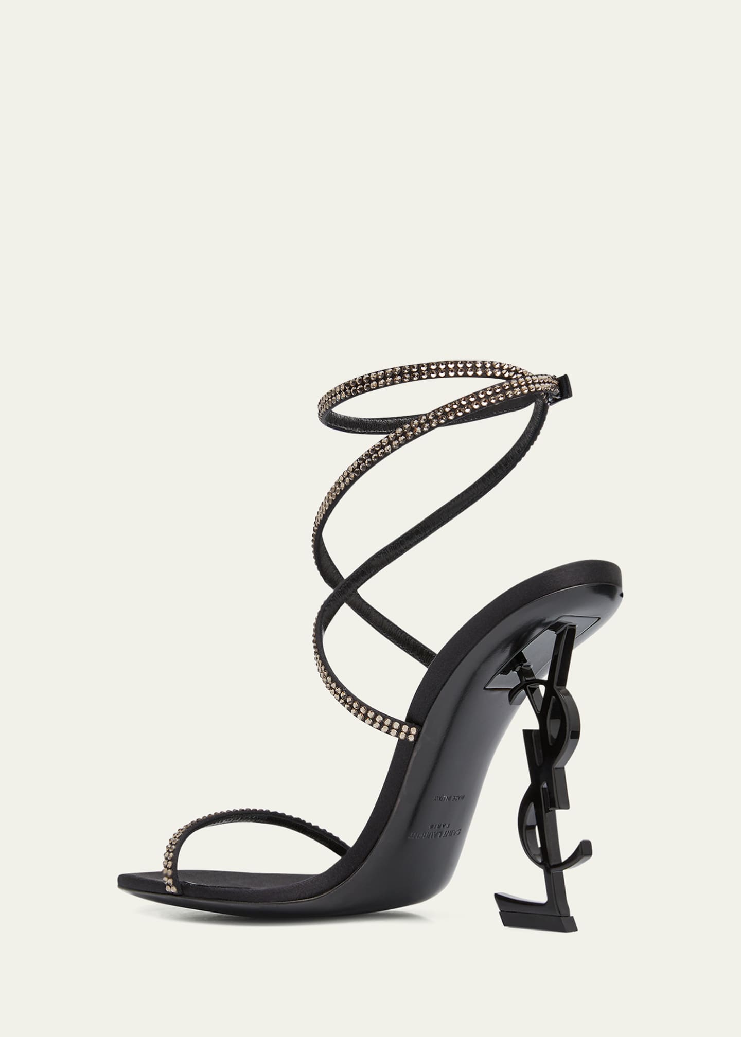 Saint Laurent Opyum YSL Strass Ankle-Strap Sandals Image 3 of 4