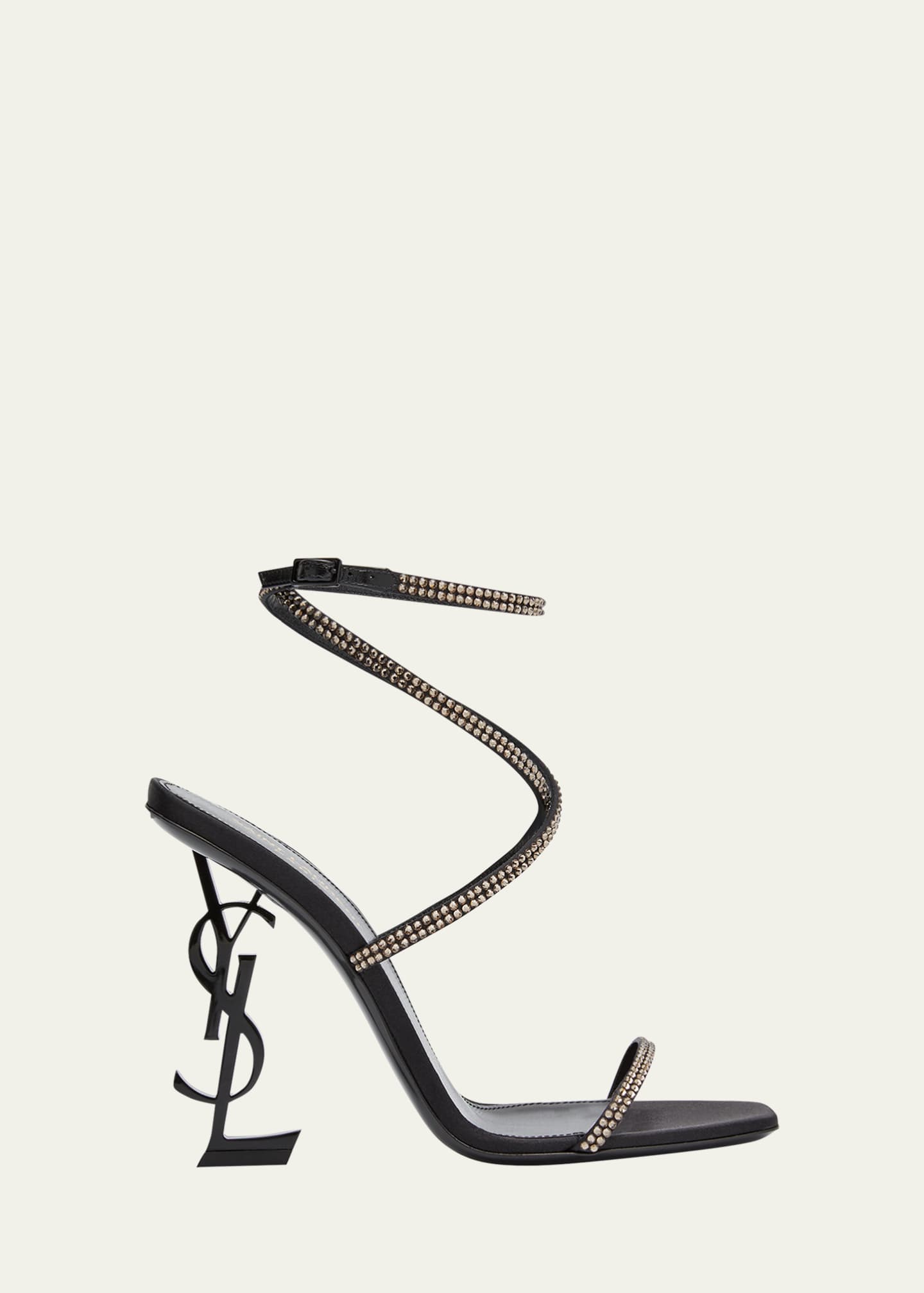 Saint Laurent Opyum YSL Strass Ankle-Strap Sandals Image 1 of 4