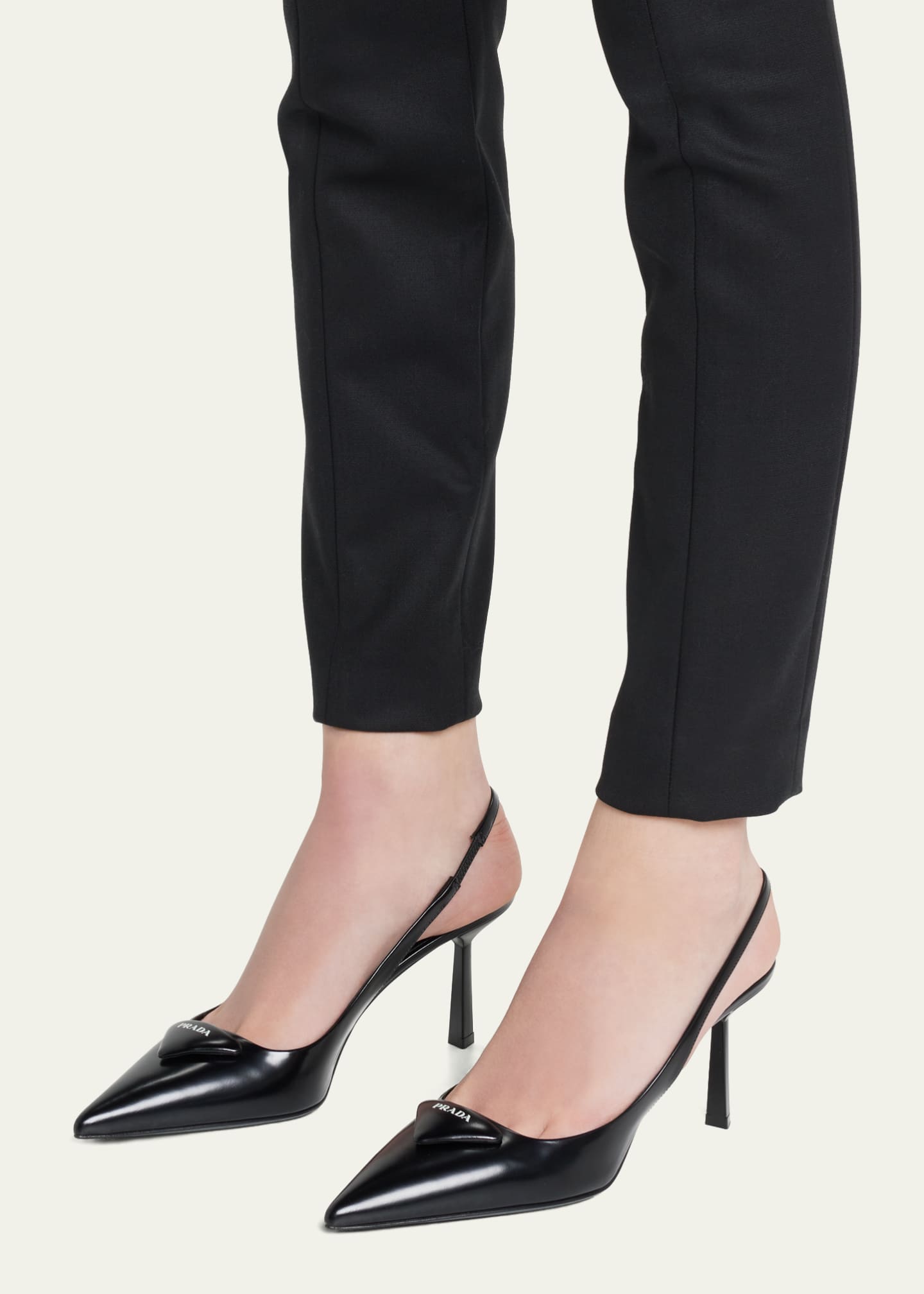 Prada Leather Padded Logo Slingback Pumps - Bergdorf Goodman