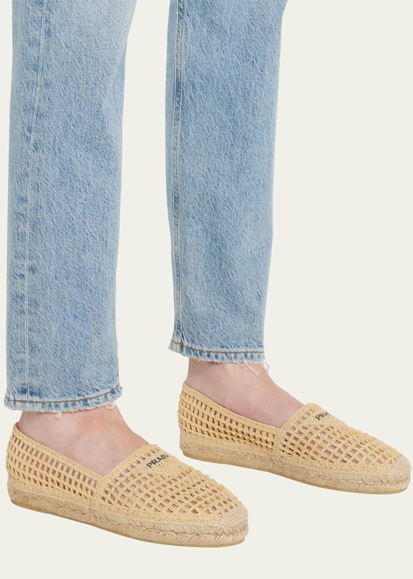 Prada Rafia Logo Espadrilles - Bergdorf Goodman