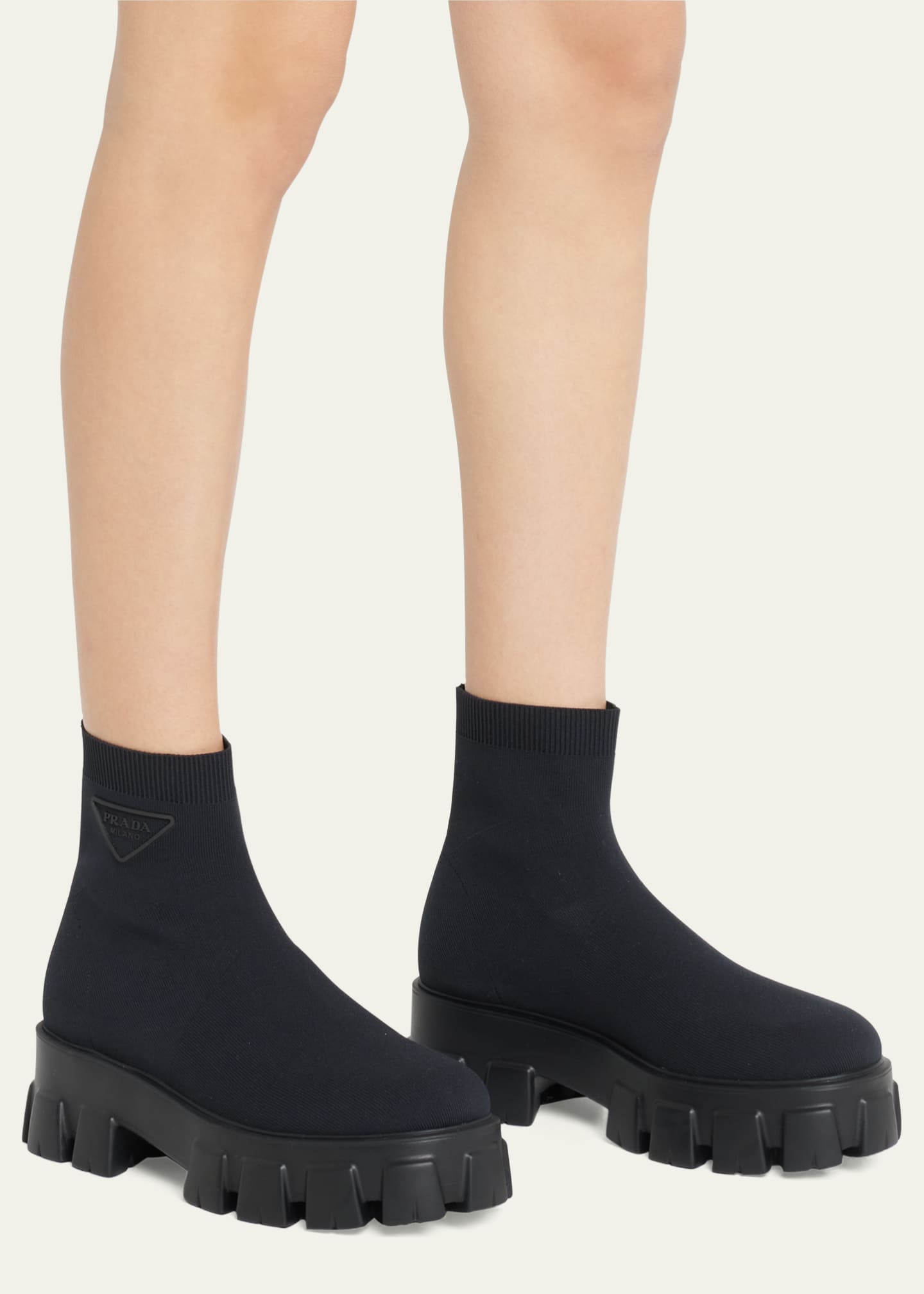 Prada Monolith knit boots