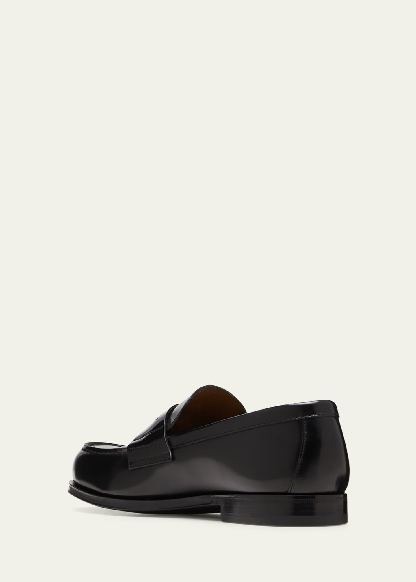 Prada Men's Spazzolato Triangle Logo Penny Loafers Image 2 of 3