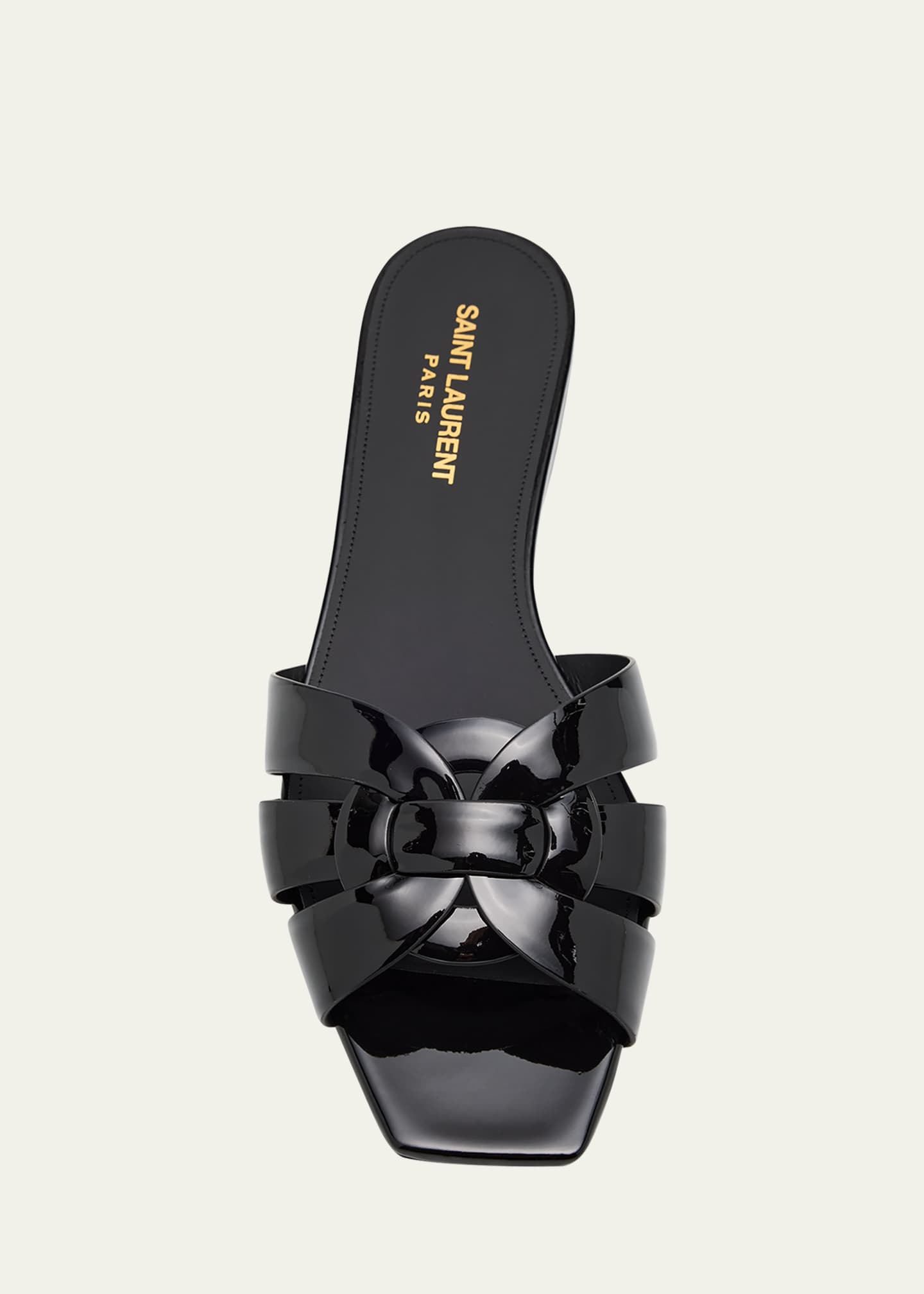 SAINT LAURENT ブラックサンダル 23ss 41サイズ Saint Laurent Nu Pieds Woven Patent Flat Sandals - Bergdorf Goodman