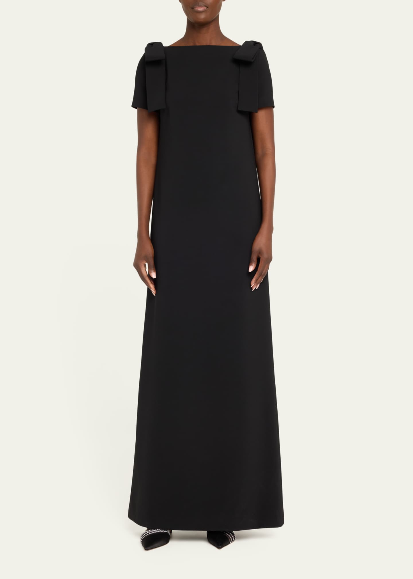 Carolina Herrera Shoulder Bow Crepe Column Gown Image 2 of 5