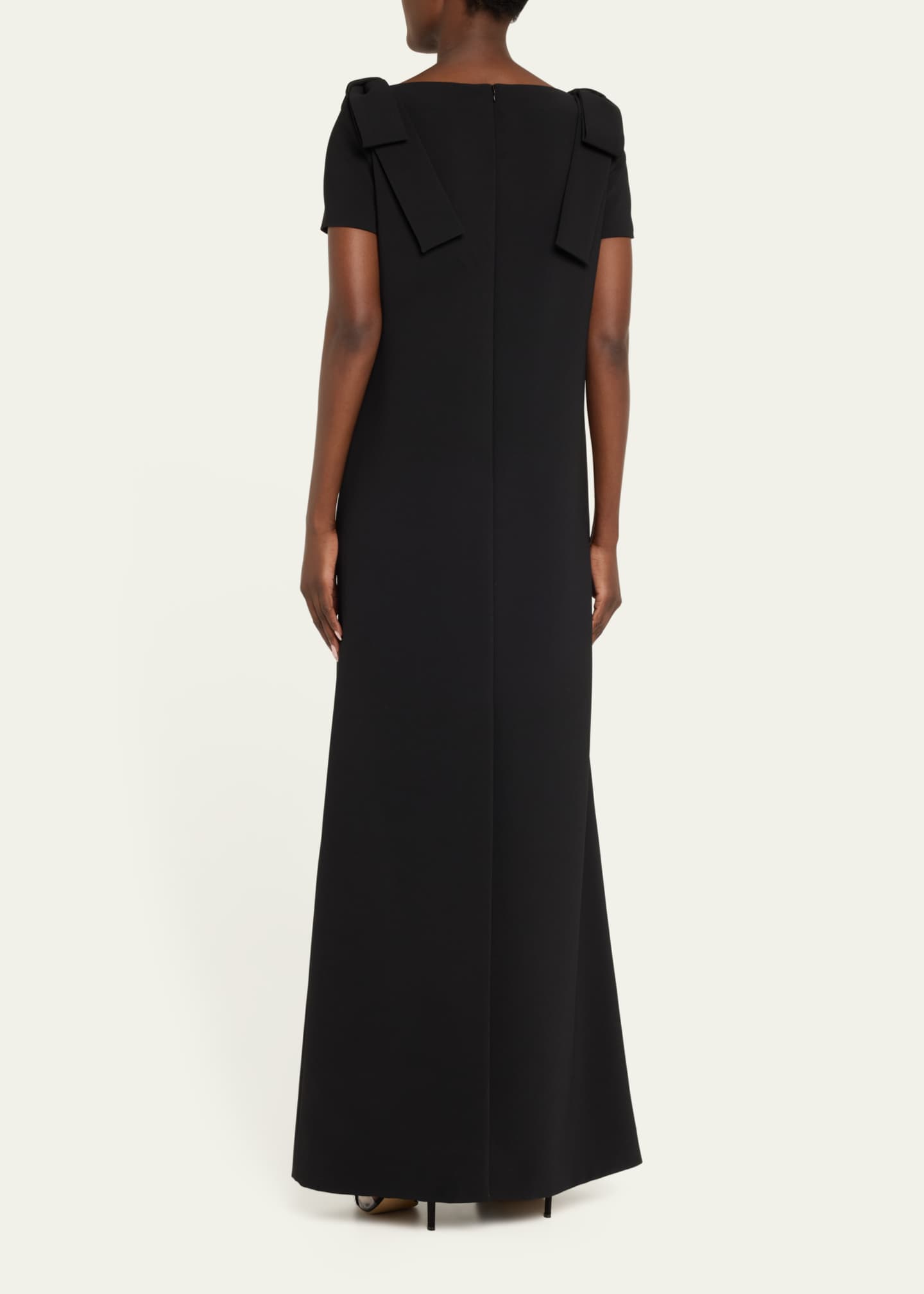 Carolina Herrera Shoulder Bow Crepe Column Gown Image 3 of 5