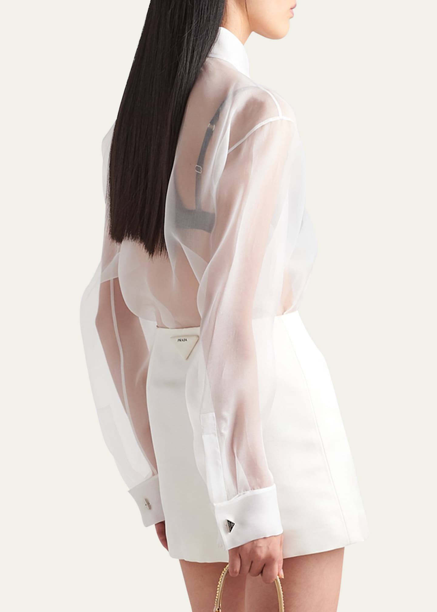 Prada Sheer Organza Pleated Blouse Image 3 of 5