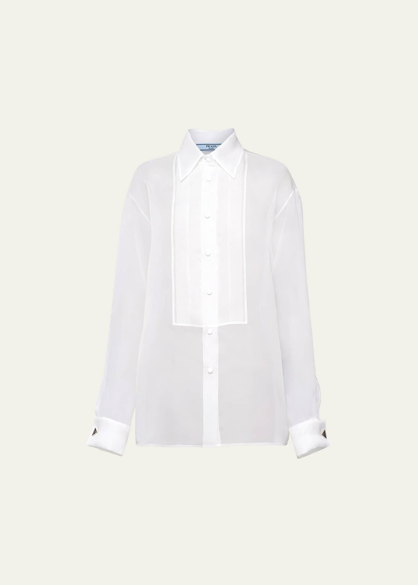 お歳暮 時期 Organza Sheer Prada Pleated Goodman Bergdorf - Blouse トップス