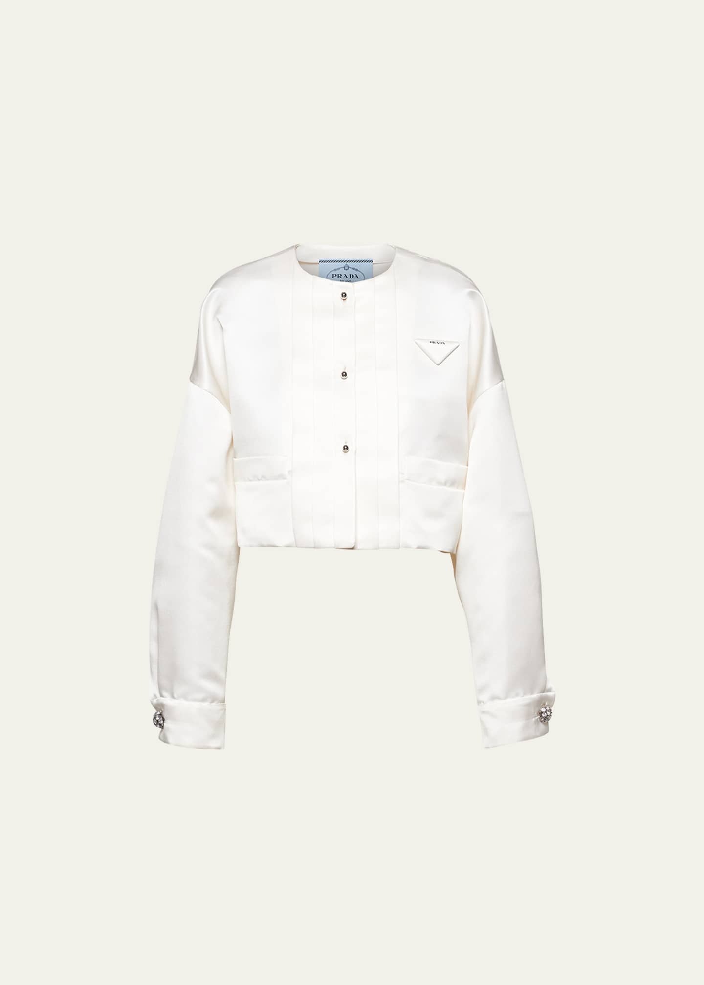 Satin cropped jacket online