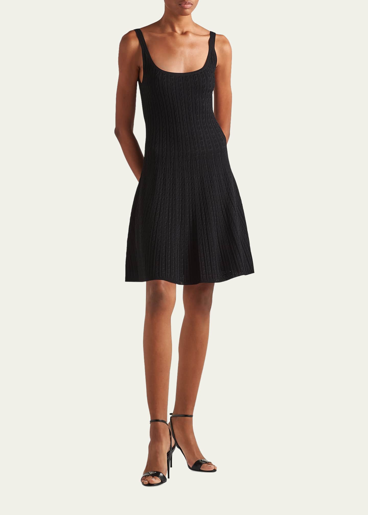 Prada Cable Fit-and-Flare Mini Dress Image 2 of 4