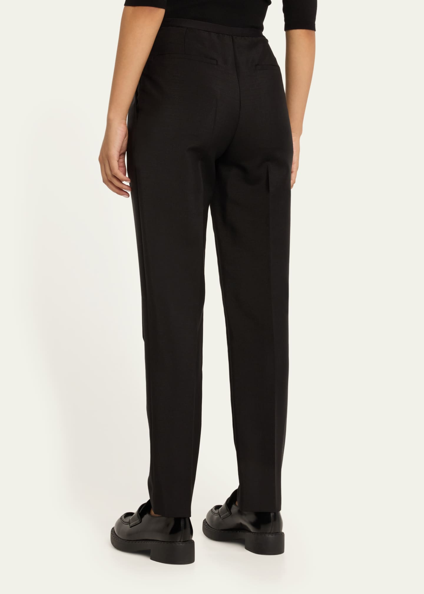 【送料&関税込】Prada High Waist Trousers Prada Kid Mohair Logo Tapered Trousers - Bergdorf Goodman