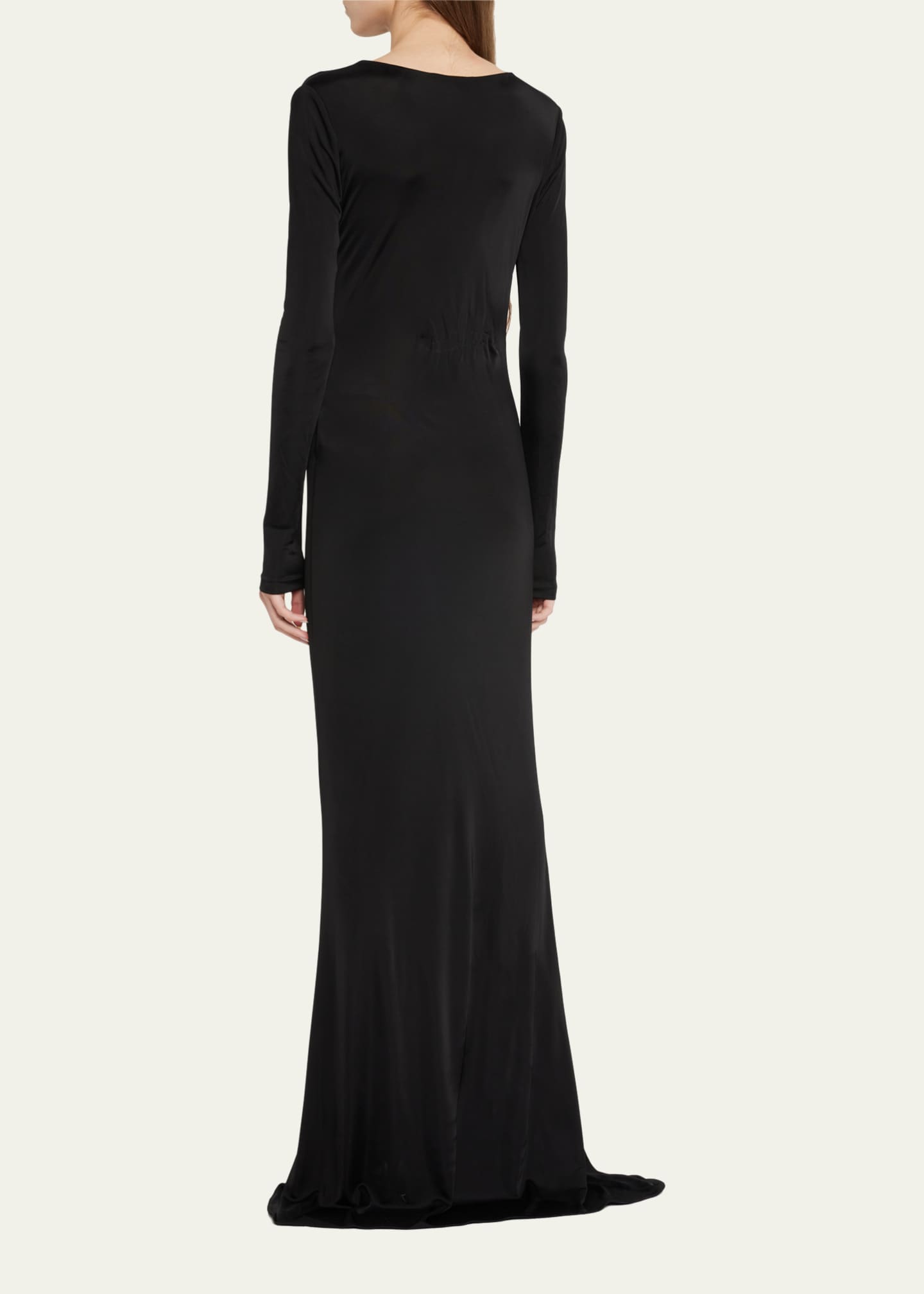 Saint Laurent Ruched Long-Sleeve Jersey Gown - Bergdorf Goodman