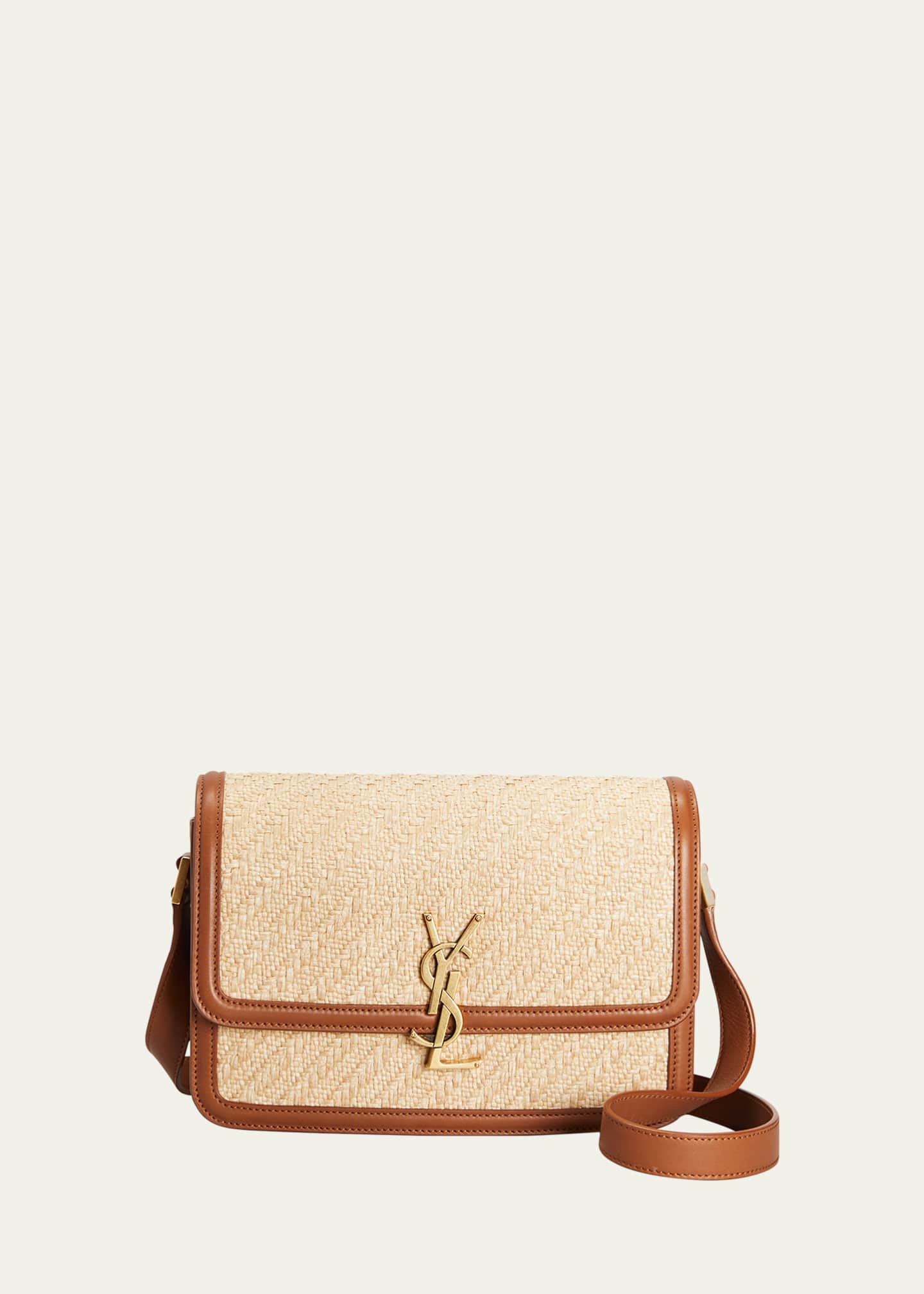 Saint Laurent Medium YSL Flap Raffia Shoulder Bag - Bergdorf Goodman