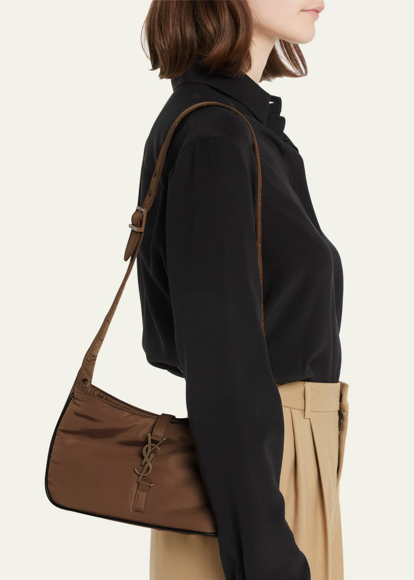 Saint Laurent YSL Soft Leather Hobo Shoulder Bag