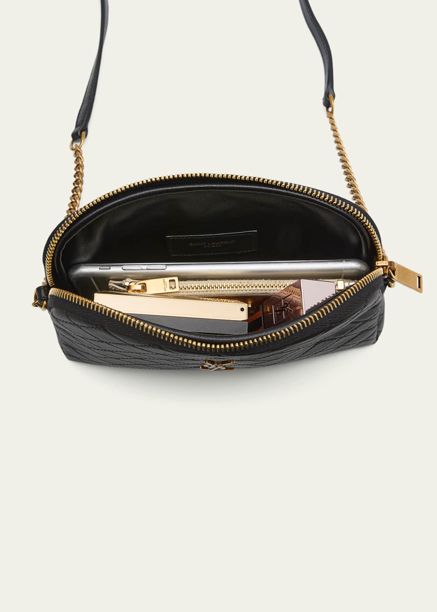 Saint Laurent Gaby Mini YSL Crossbody Bag in Quilted Leather Image 7 of 8